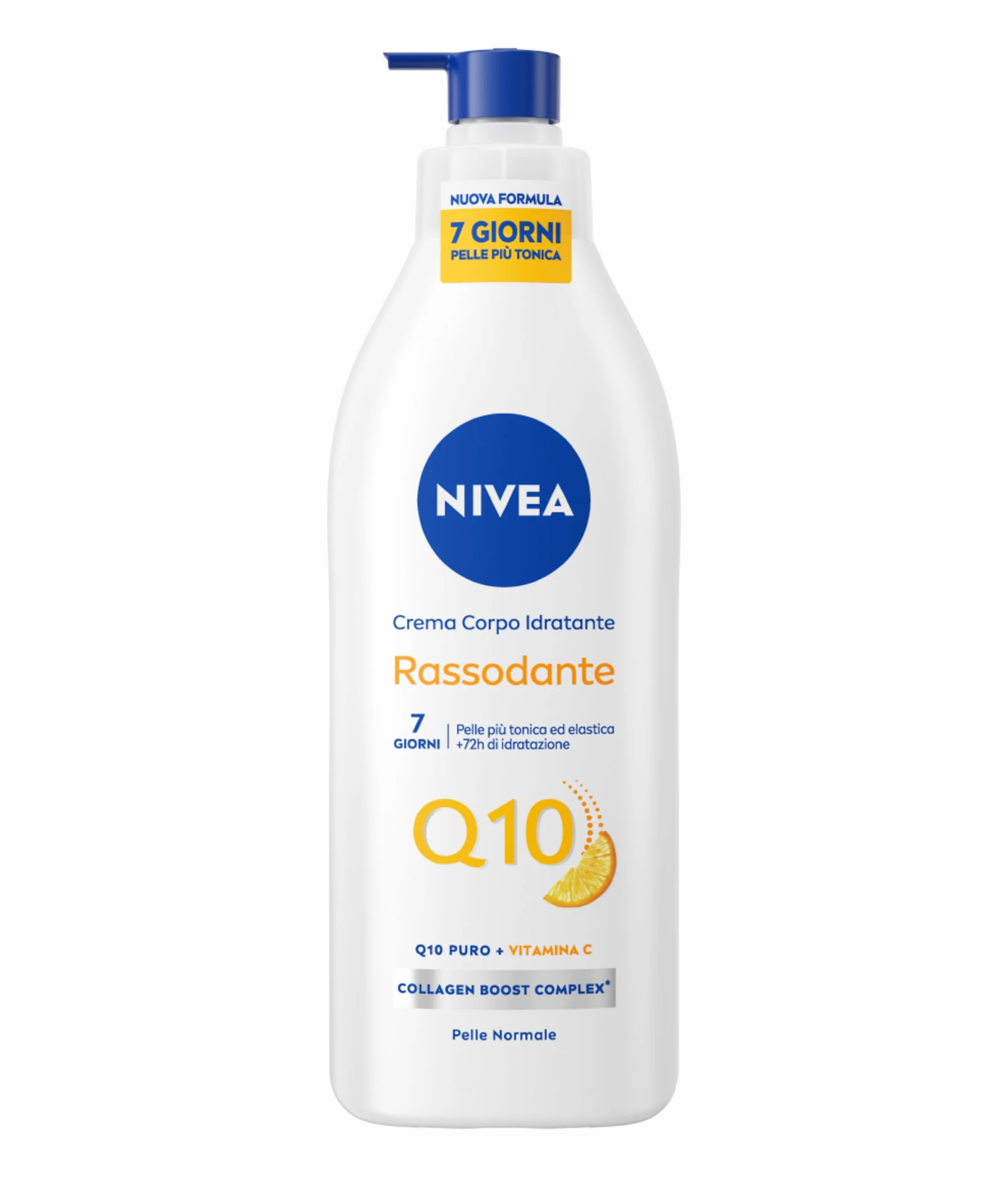 NIVEA Q10 Crema Corpo Idratante Rassodante 400 ml, Crema rassodante corpo con Coenzima Q10 Puro e Vitamina C, Crema idratante corpo 72h per pelli normali per una pelle più tonica ed elastica