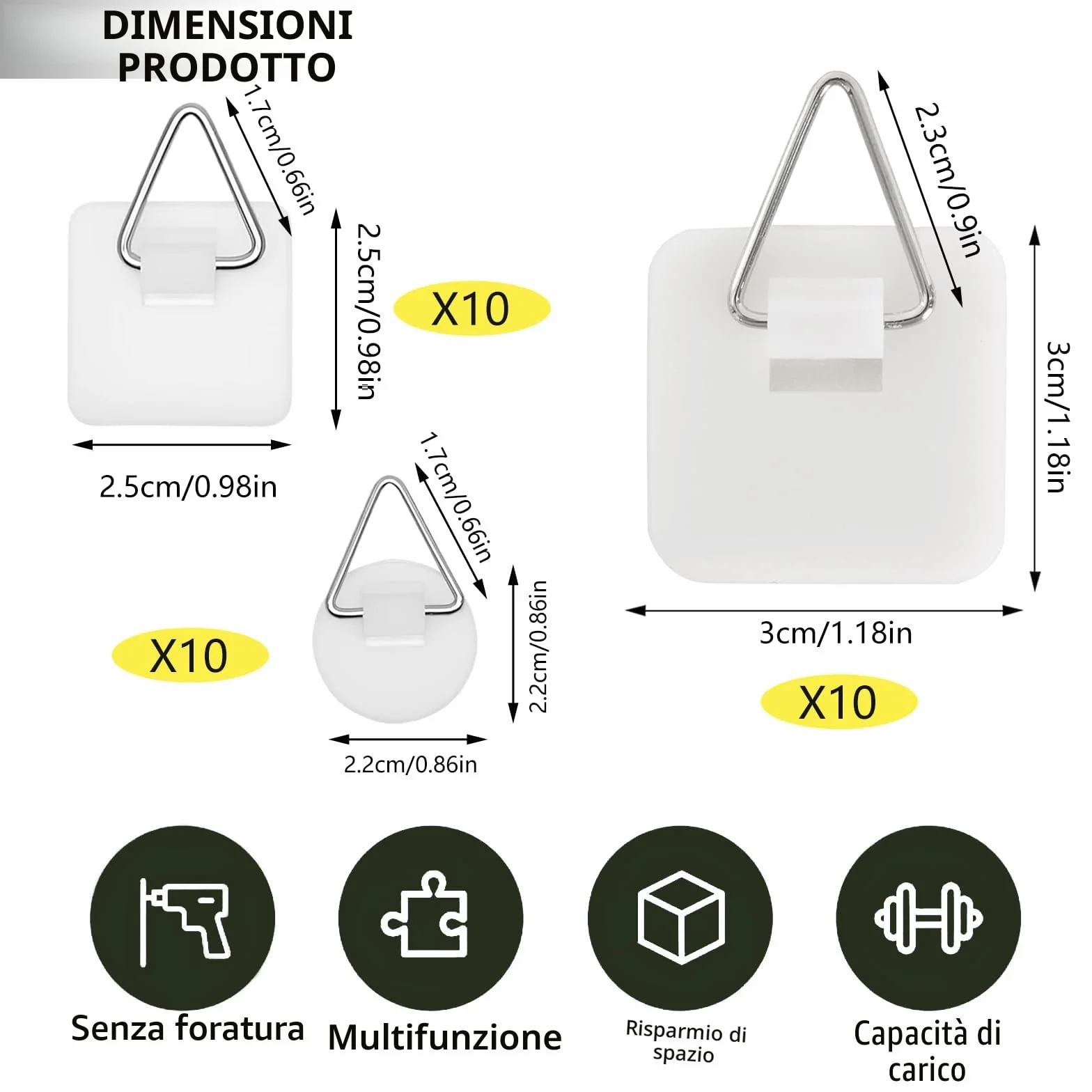 Adesivo Appendi Quadro 30 Pezzi Ganci Adesivi per Quadri Muro Appendere Senza Chiodi