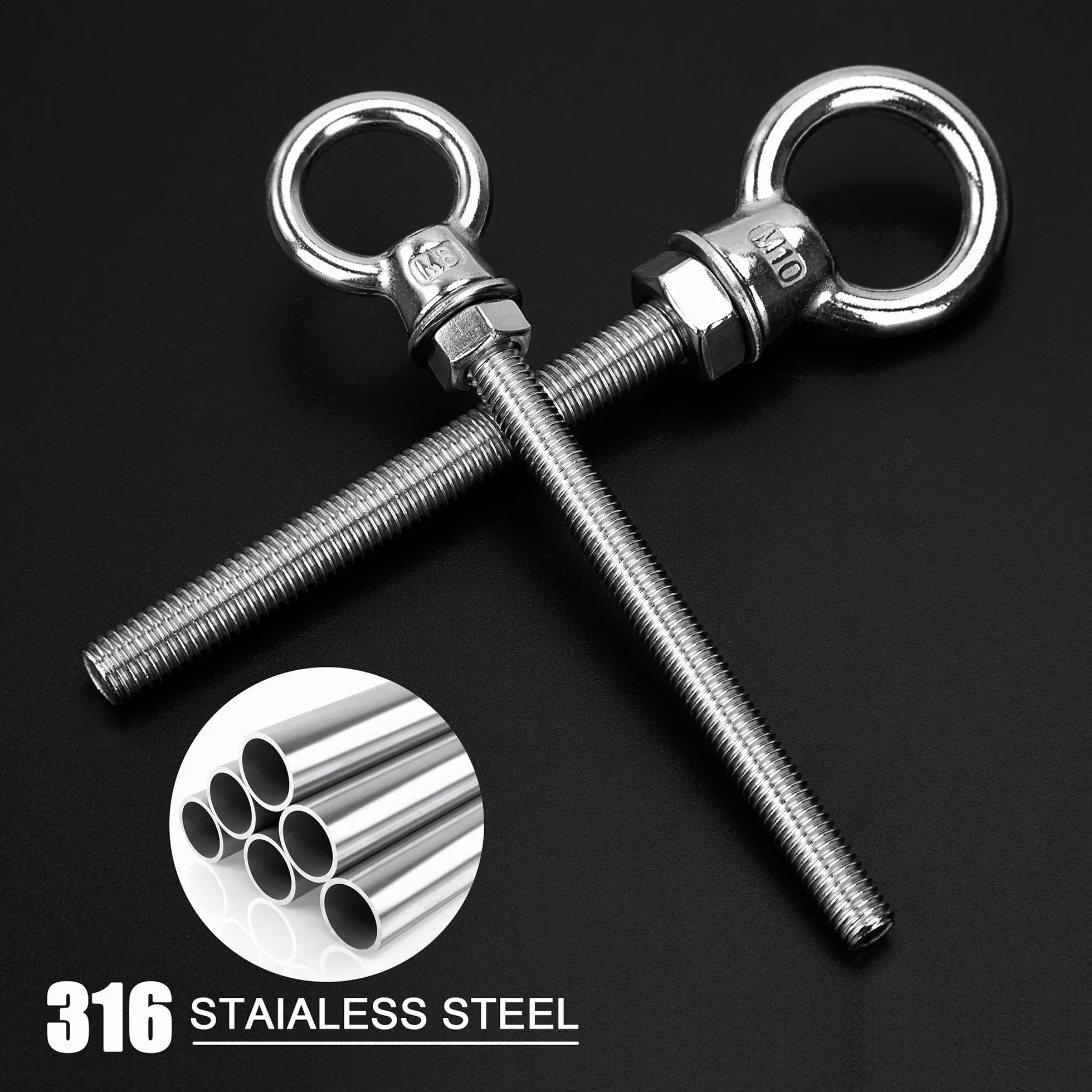 Bulloni a Occhiello in Acciaio Inossidabile M6 x 60mm Golfari 4 Pezzi