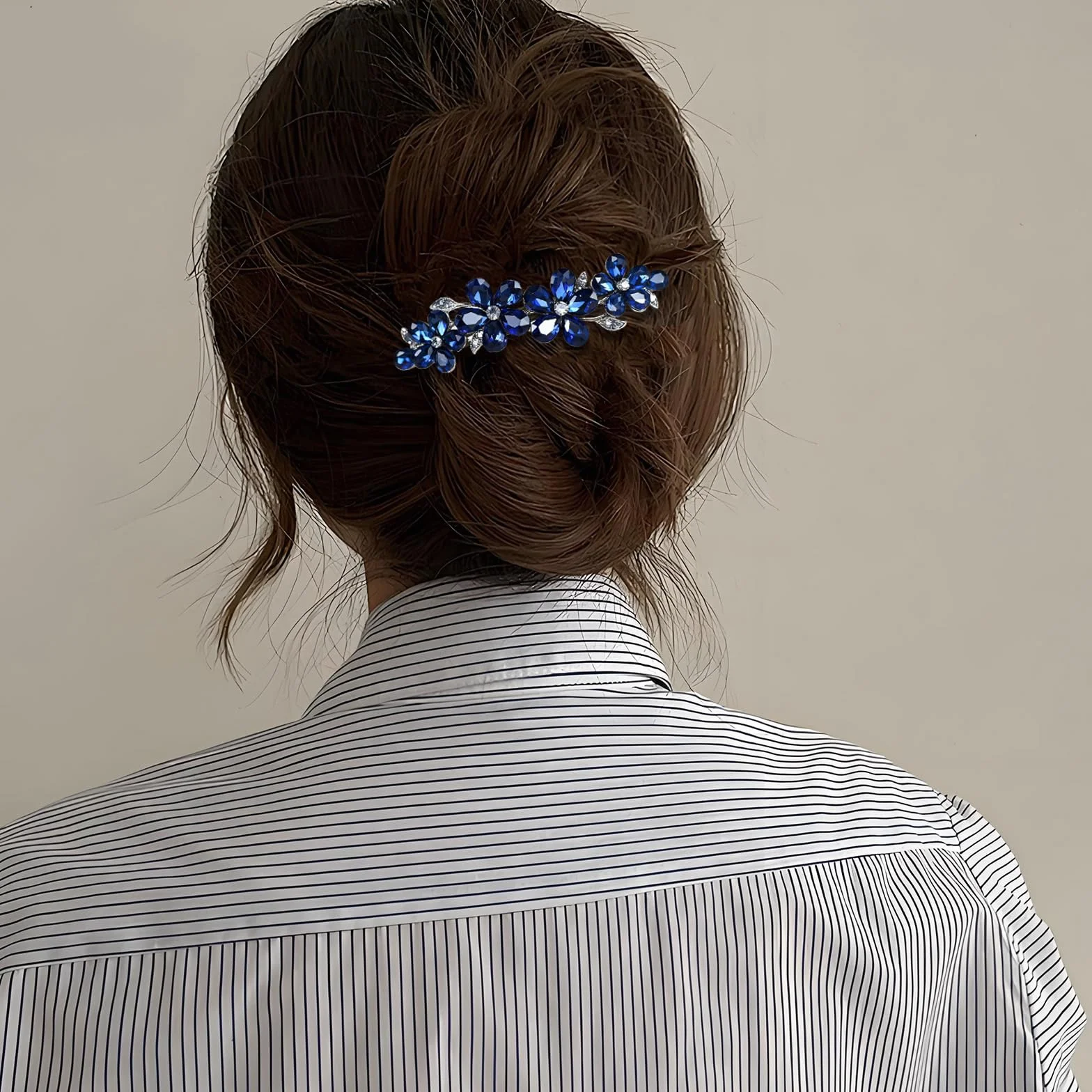 2 fermagli per capelli blu da donna, fermagli con strass e cristallo di alta qualità, accessori per capelli da donna con capelli sottili e spessi, presa sicura per varie acconciature