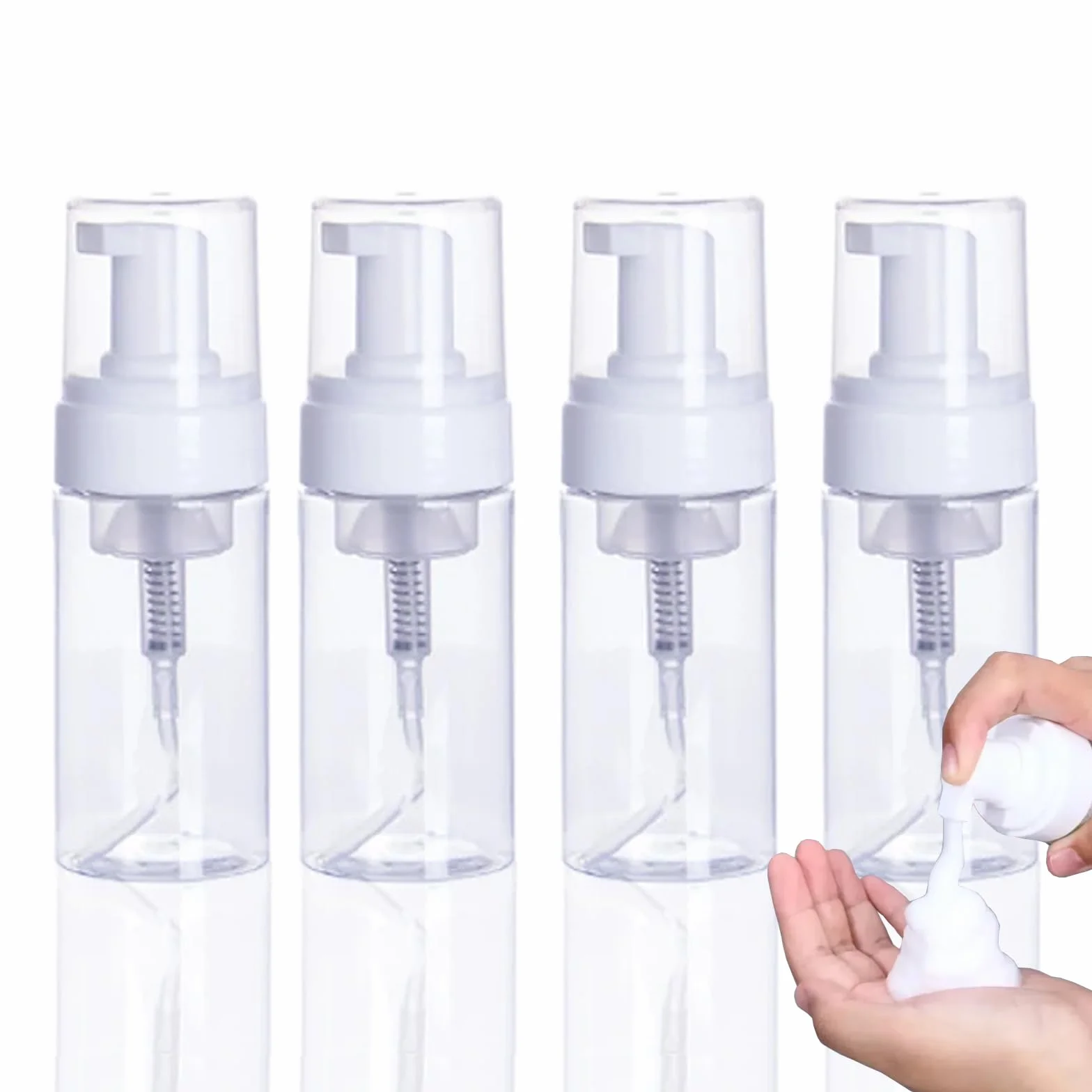 Confezione da 4 dispenser per sapone in schiuma, 50 ml, vuoti, ricaricabili, per shampoo da viaggio