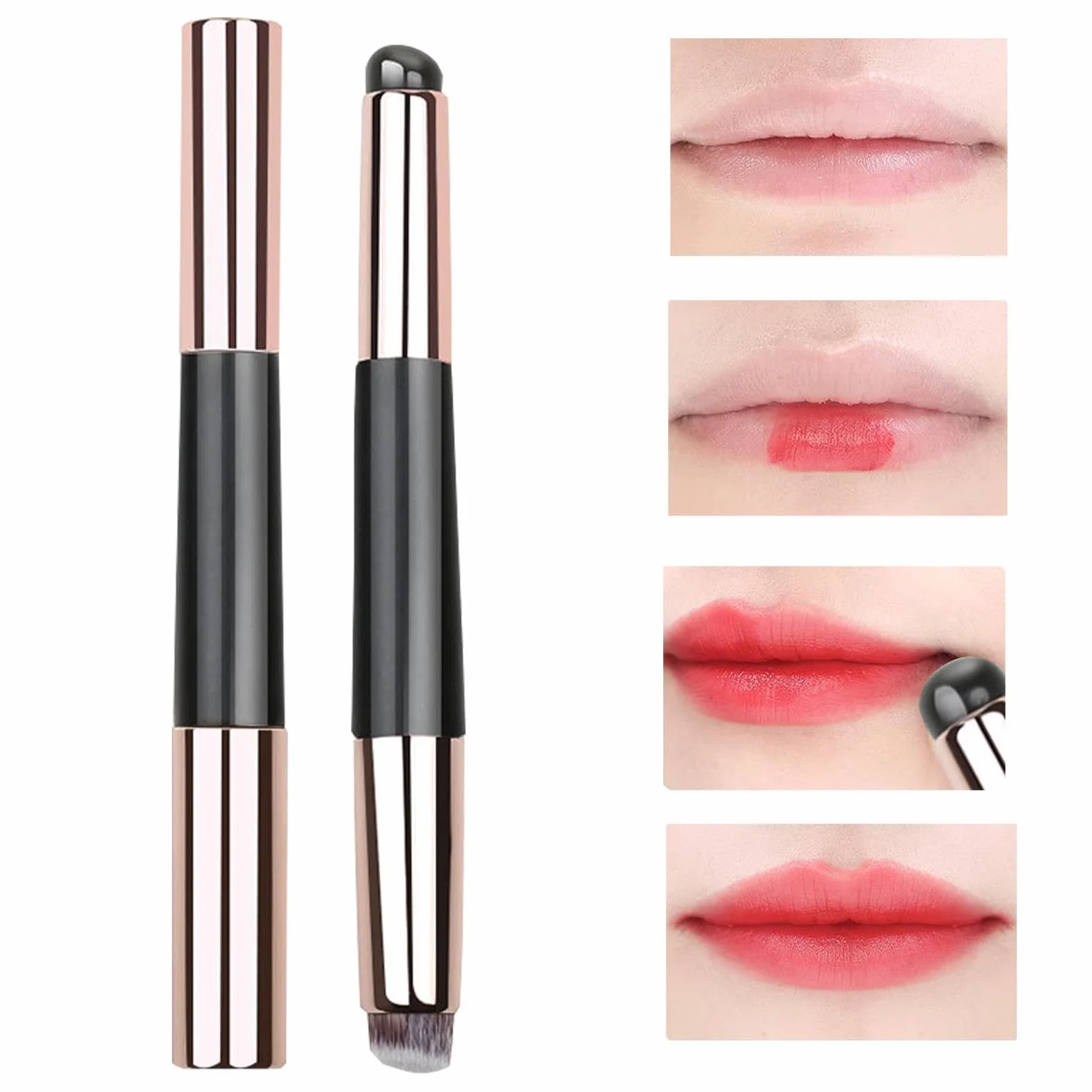 Pennello per trucco in silicone, applicatore per rossetto - Pennello per olio labbra portatile testa tonda | Pennello multiuso per olio labbra in silicone con coperchio, applicatore per trucco dop