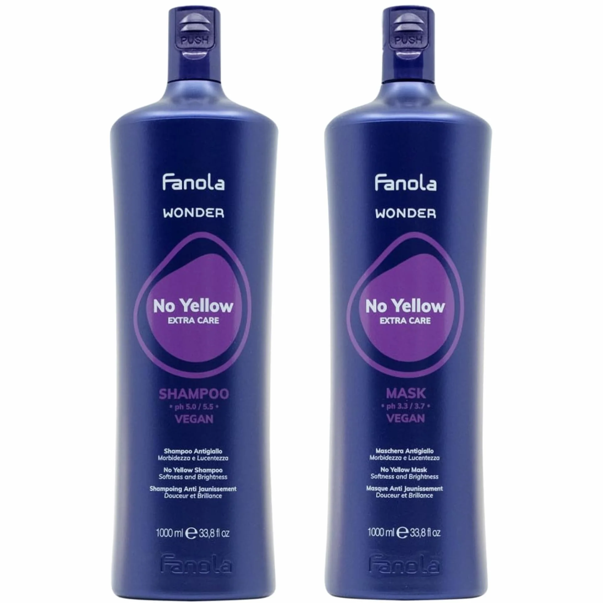 Fanola Wonder No Yellow Extra Care Shampoo, 1000 ml + Fanola Wonder No Yellow Mask 1000ml