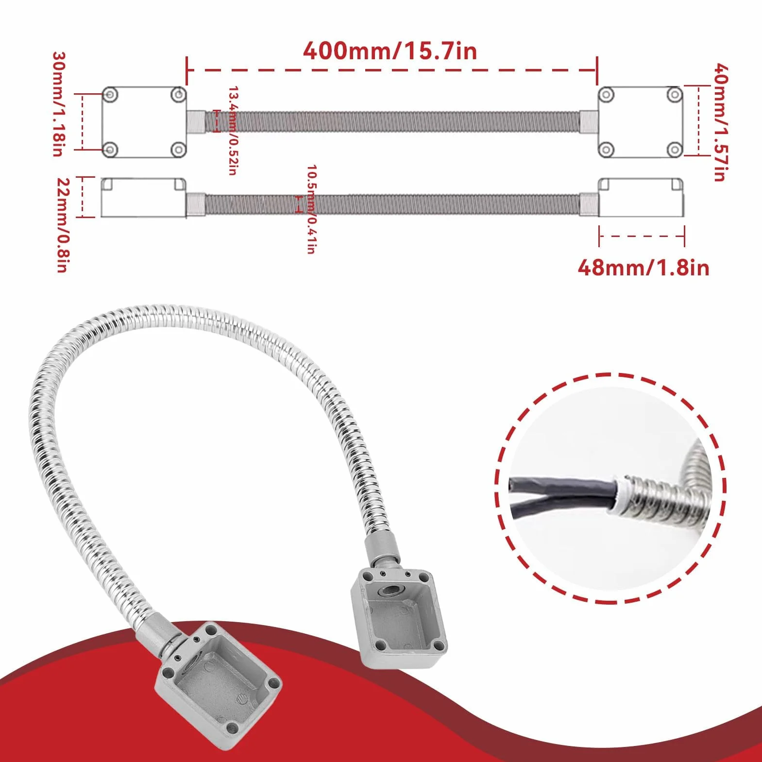 Cavo per Porta in Acciaio Inox Diametro Interno 8 mm Resistente all'Usura HERCHR