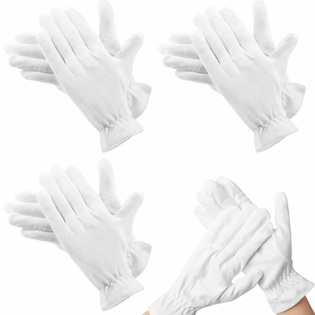 3 Paia Guanti Idratanti in Cotone Bianco per la Notte, per Il Sonno Guanti La Cura Delle Mani e Delle Mani Ruvide e Screpolate, Elastico Morbido Qualità Superiore
