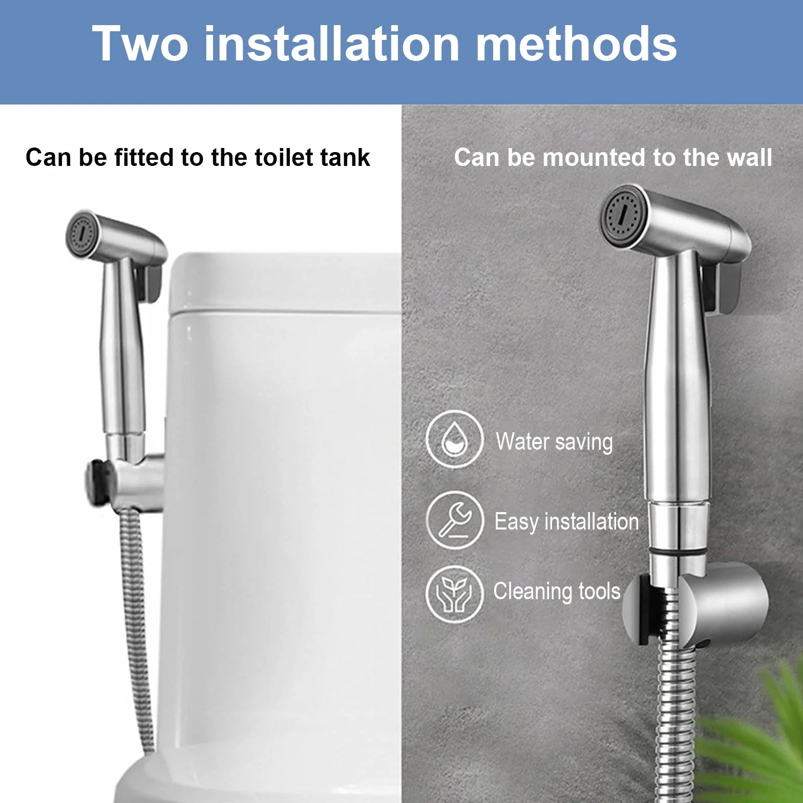 Bidet doccia a mano in acciaio inox, kit spruzzo per pannolini con rubinetto e tubo flessibile