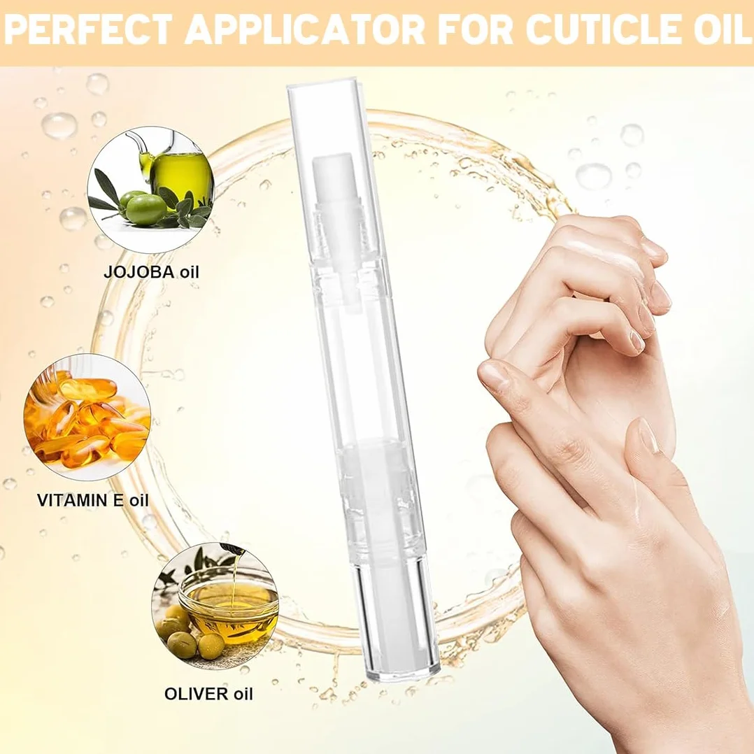 WeddHuis 6 Pezzi Penna Olio per Cuticole Vuota con Punta a Pennello per Crescita Ciglia, Applicatore Lipgloss (5 ml) (Trasparente)