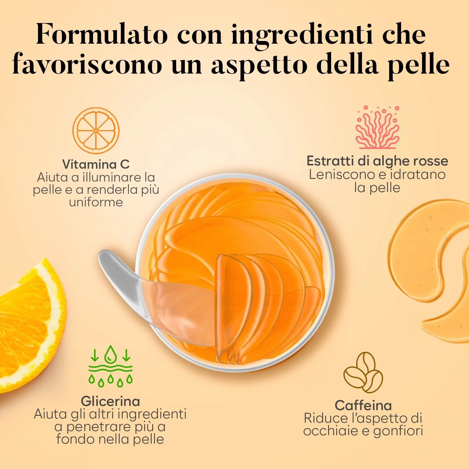 AURAE Patch Occhi, Maschera Occhi con Vitamin C e Caffeina, Patch Occhiaie e Borse, Maschera Occhiaie, Eye Mask per Schiarente e l'idratazione (30 paia)