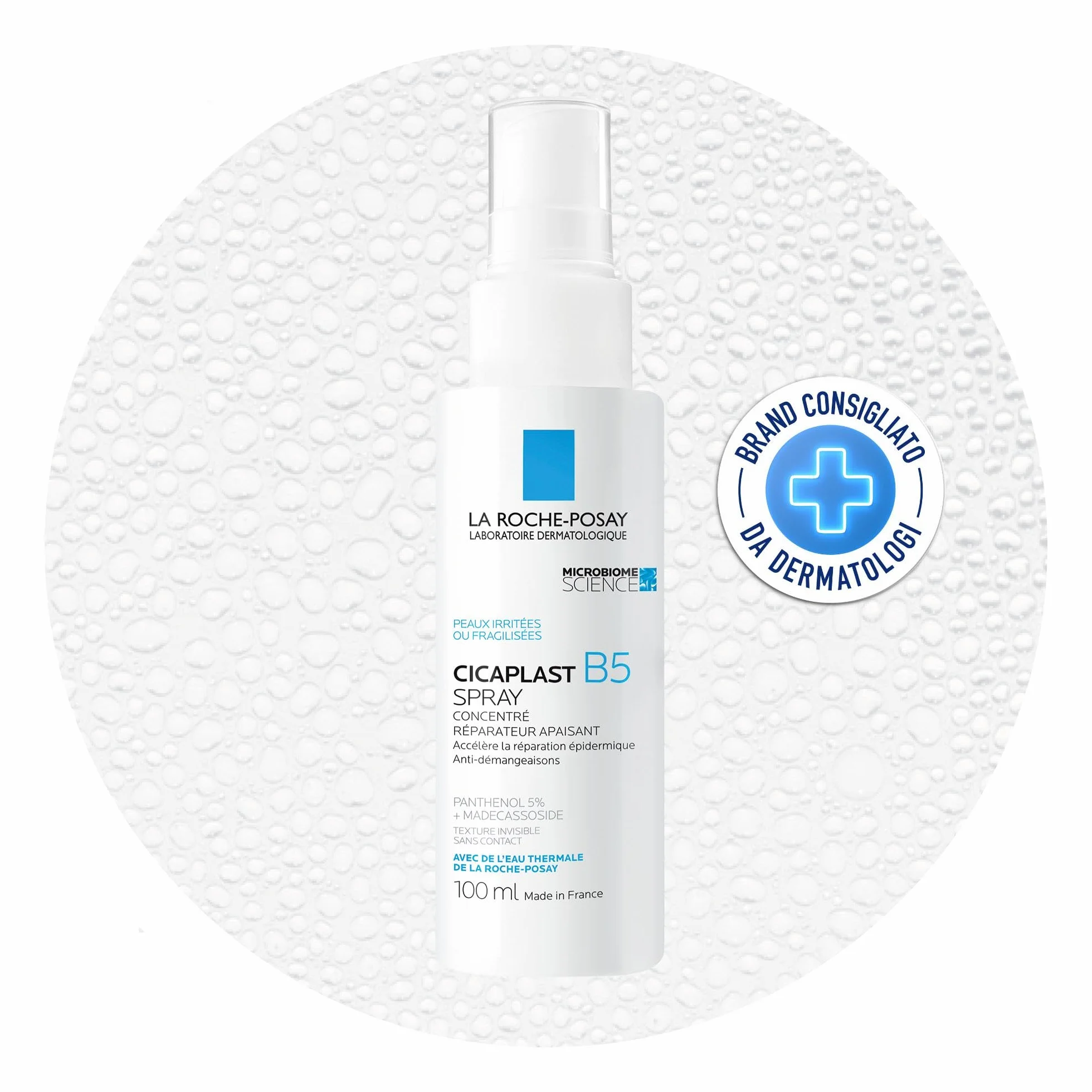 La Roche-Posay, Cicaplast B5, Spray Riparatore Lenitivo, Anti-Irritazione e Anti-Prurito, Arricchito con Madecassoside e Pantenolo, Per pelli sensibili, 100 ml