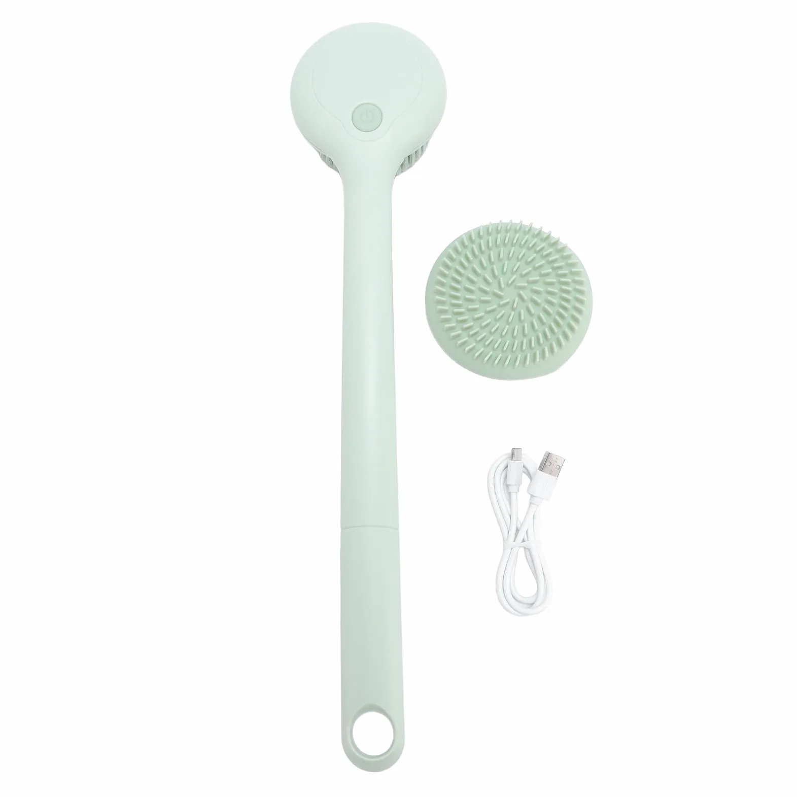 Jeffergarden Scrubber Elettrico per la Schiena, Spazzola per il Corpo in Silicone con 2 Testine e 4 modalità di velocità per la Pulizia e il Massaggio per la Routine del Bagno