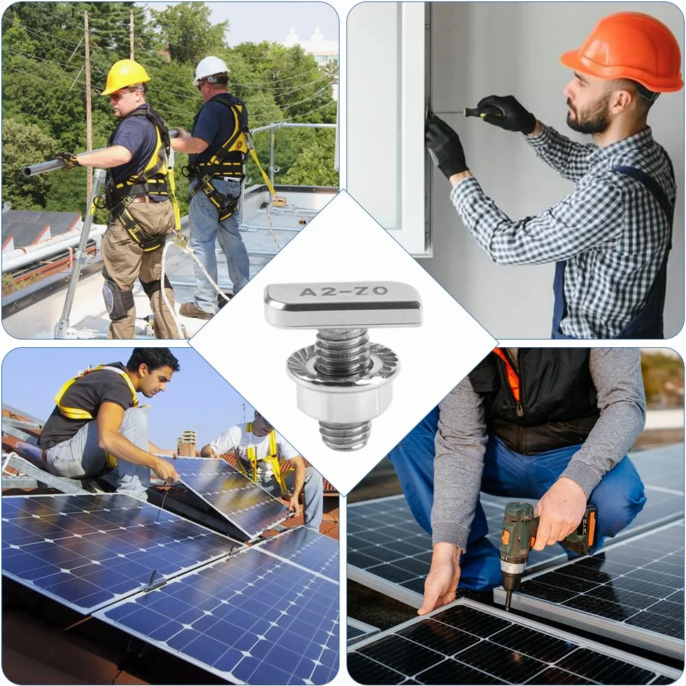 M8 x 20 mm Slot Viti a Testa Martellata con Dadi Flangiati Set, Bulloni a T in Acciaio Inossidabile per Montaggio Fotovoltaico