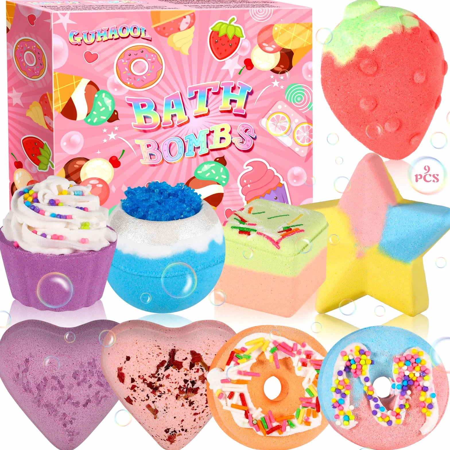 9 Pezzi di Bombe da Bagno, Set Regalo per Bombe da Bagno, Bombe da Doccia per Rilassamento Mentale e Antistress, Idee Regalo - Per Donna, Uomo, Bambini, Festa Della Mamma, Natale, Compleanno
