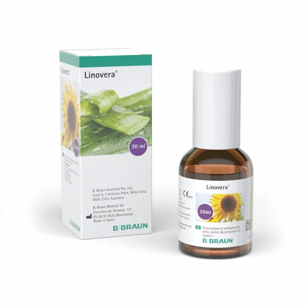 BBraun Linovera Spray, trattamento per ulcere da pressione, con acidi grassi iperossigenati, Aloe Vera e Centella Asiatica, 30 ml