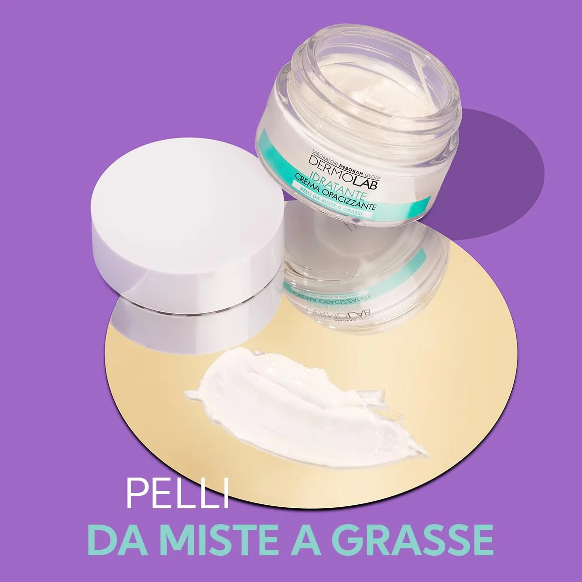 Dermolab - Crema Viso Idratante Opacizzante, per Pelle Mista e Grassa, con Pool di Acido Ialuronico, Effetto Matte e Antiossidante, Rimpolpa in Profondità, SPF 15, 50 ml