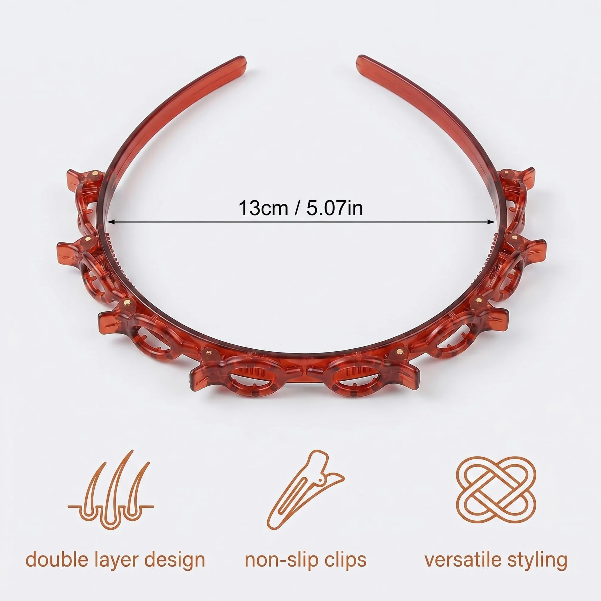 2 Pezzi Cerchietto Con Mollette Incorporate, Cerchietti Per Capelli, Fasce di Plastica per Cerchietto Con Clip