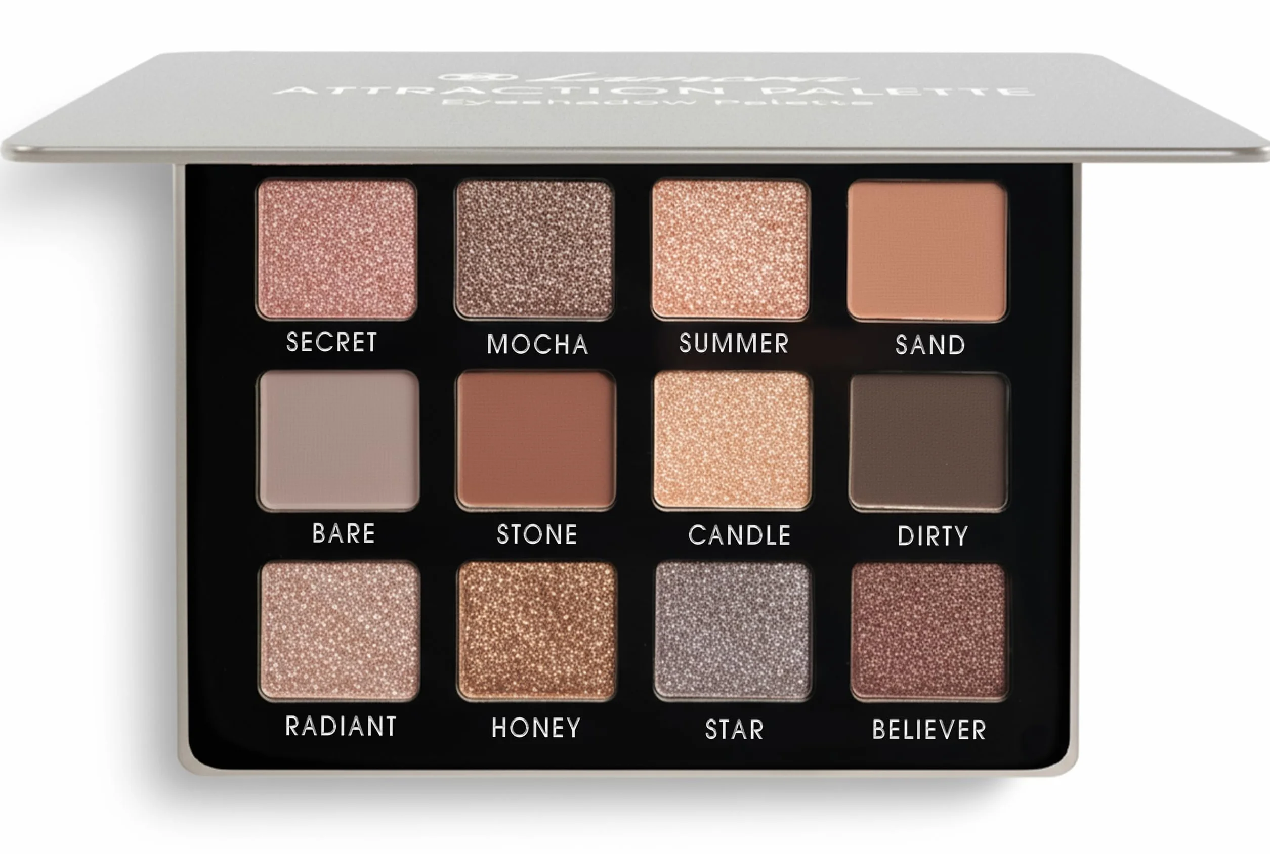 Palette Ombretti Neutri Smokey Nude - 12 Colori Brillanti e Opachi Altamente Pigmentati per Trucchi Occhi Natural - Make Up Professionali Formato Viaggio Con Specchio