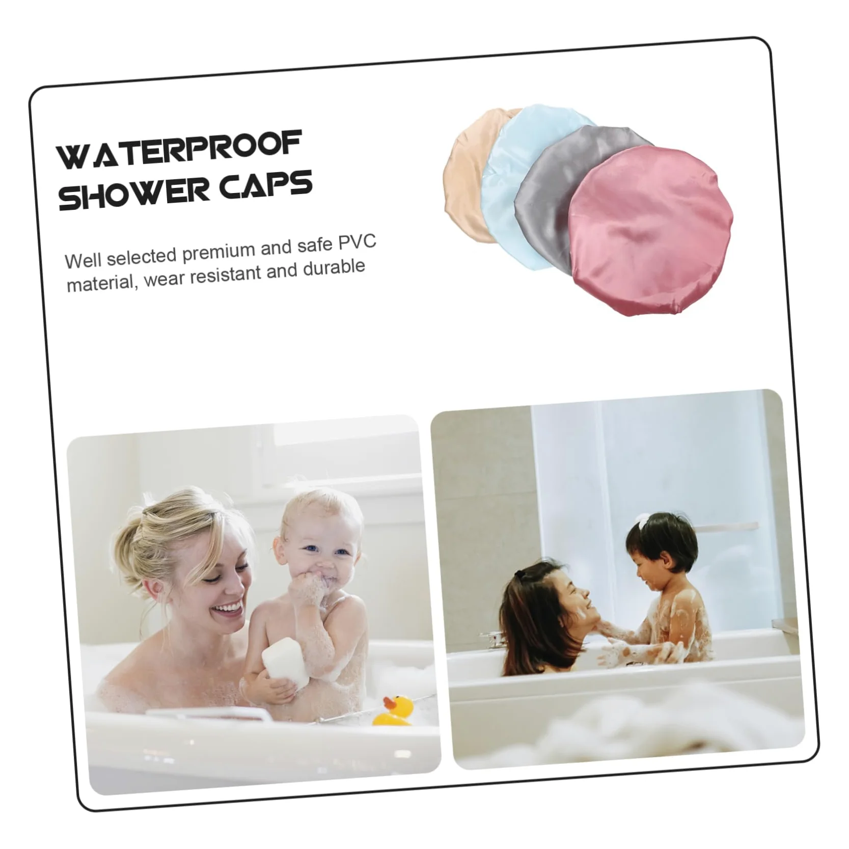 FRCOLOR 12pezzi Cuffie Impermeabili Peva Cuffie Per Elastiche e Riutilizzabili Per Spa e Rosa Grigio