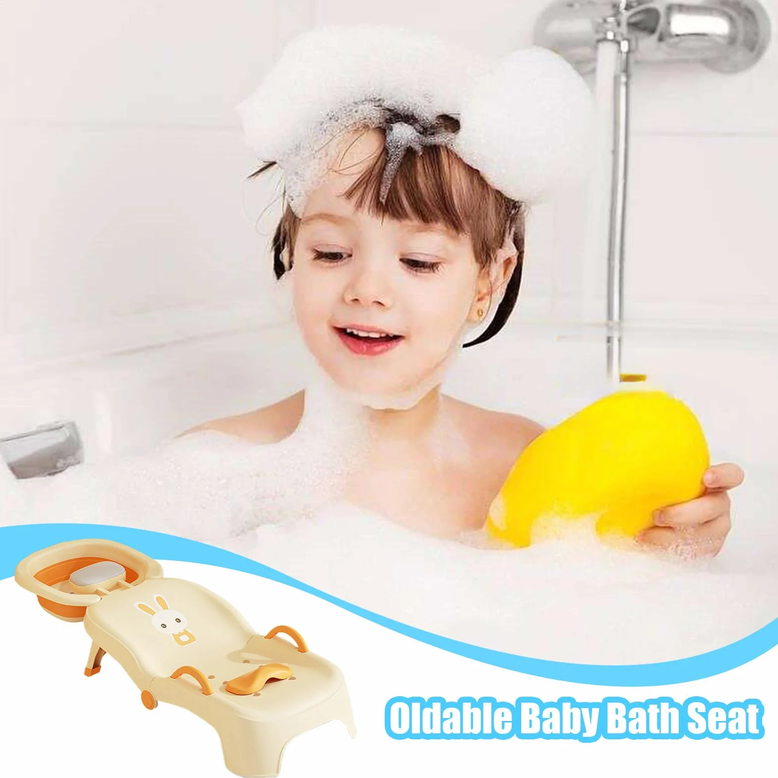 Sedia per lavare i capelli dei bambini, sedile regolabile per shampoo, supporto pieghevole per bacino del salone | Base antiscivolo, morbido schienale con design resistente all'acqua per il