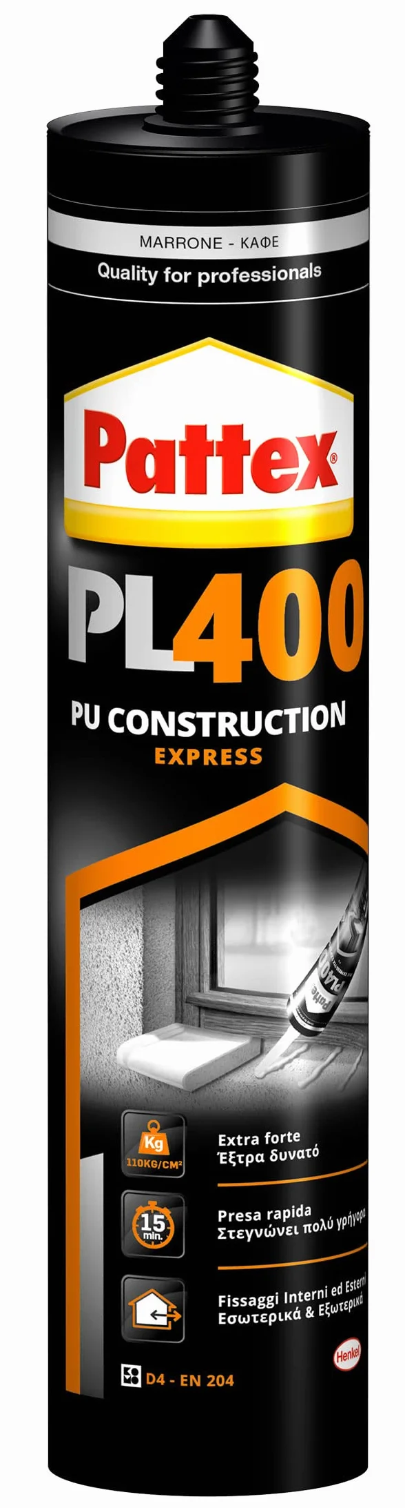 Pattex PL400 Express Adesivo Poliuretanico Strutturale Cartuccia 475g