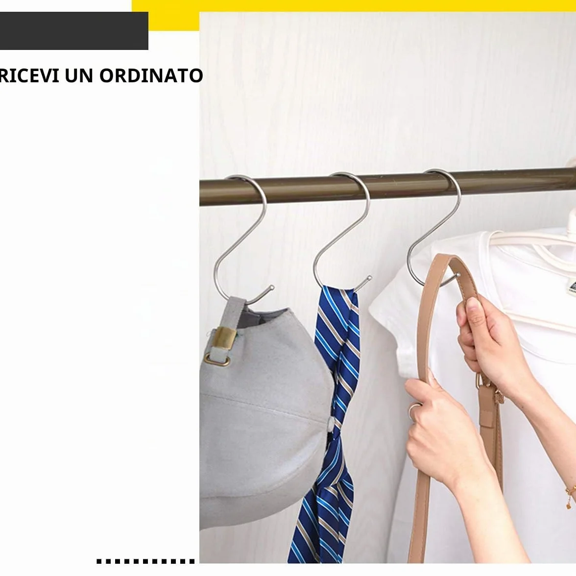 Ganci Pesanti a S 125mm Nero 20 Pezzi per Cucina Bagno