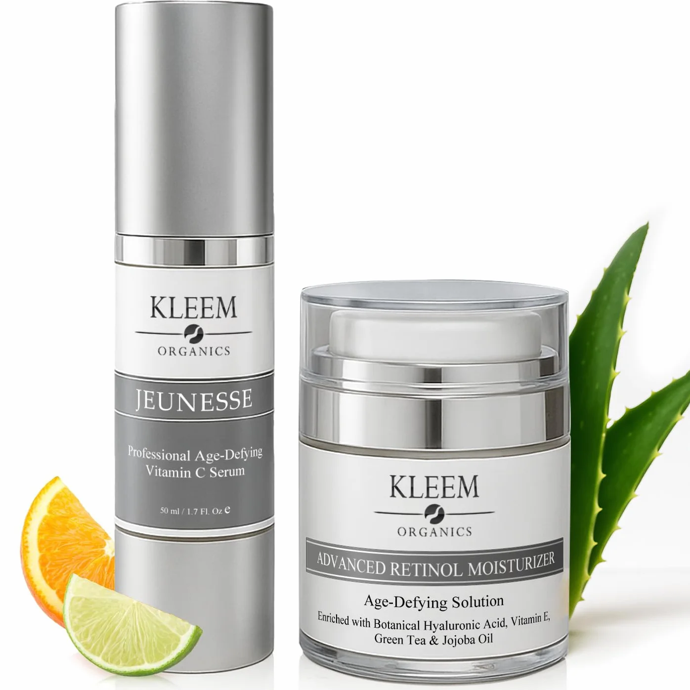 Set Anti-Aging per il Viso: Siero alla Vitamina C e Crema al Retinolo – Confezione Regalo Biologica per Donna per Ridurre Rughe, Macchie Scure, Incarnato Non Uniforme e Promuovere una Pelle Giovane