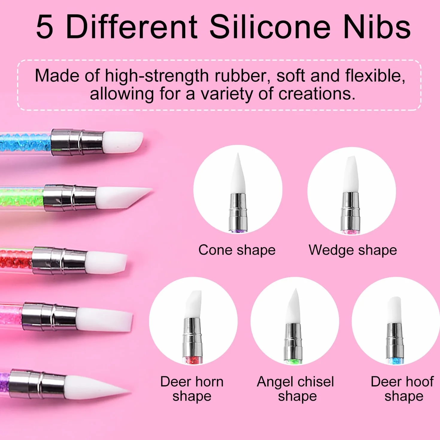 5 Pezzi Pennelli Unghie Gel, Pennelli in Nail Art Gel Scultura Penna Matita Strumento Per Unghie Art Design Decorazione Kit