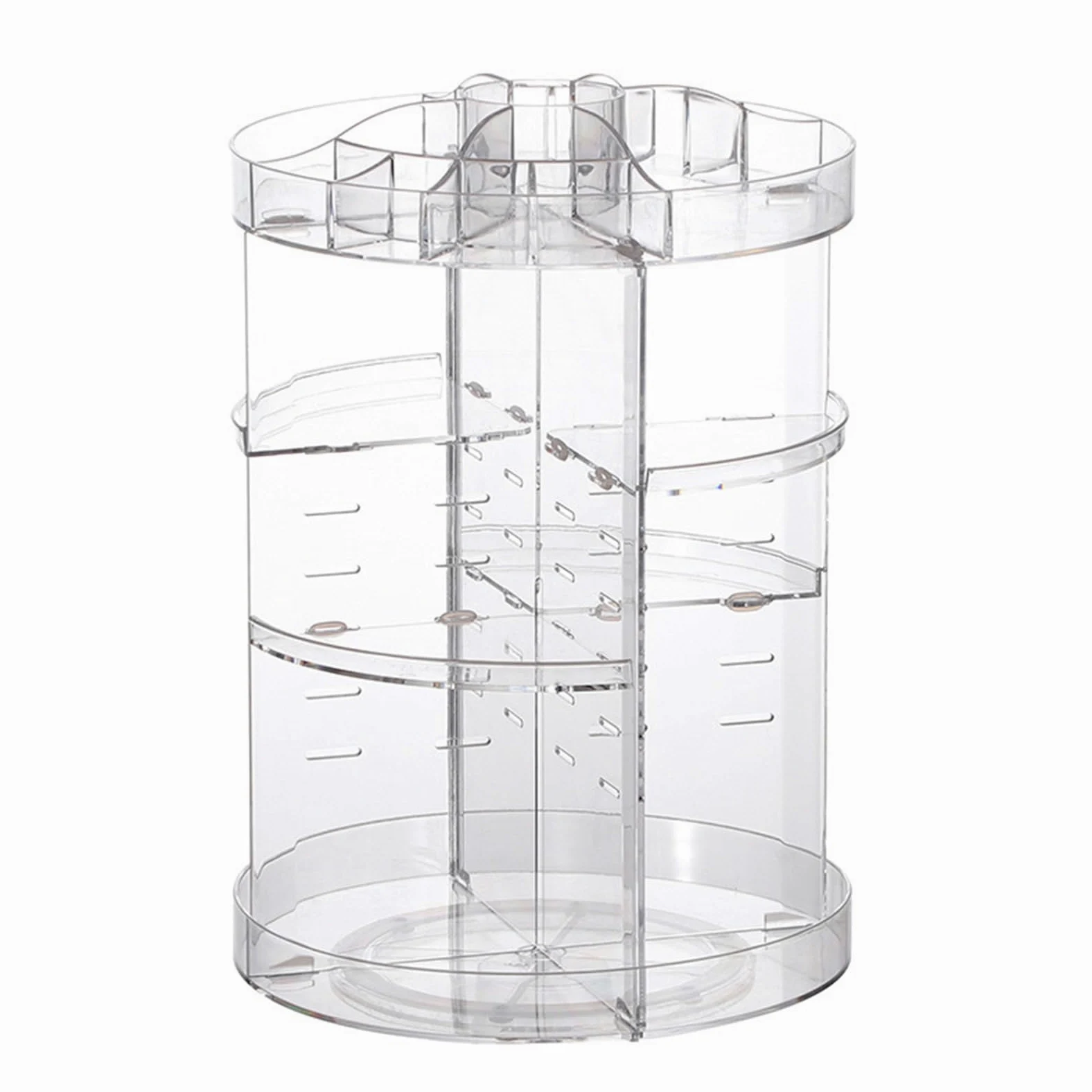 Ampio organizer per trucchi girevole in acrilico per prodotti di bellezza, soluzione di archiviazione per cosmetici per vanità e bagno, mensola portaoggetti da scrivania