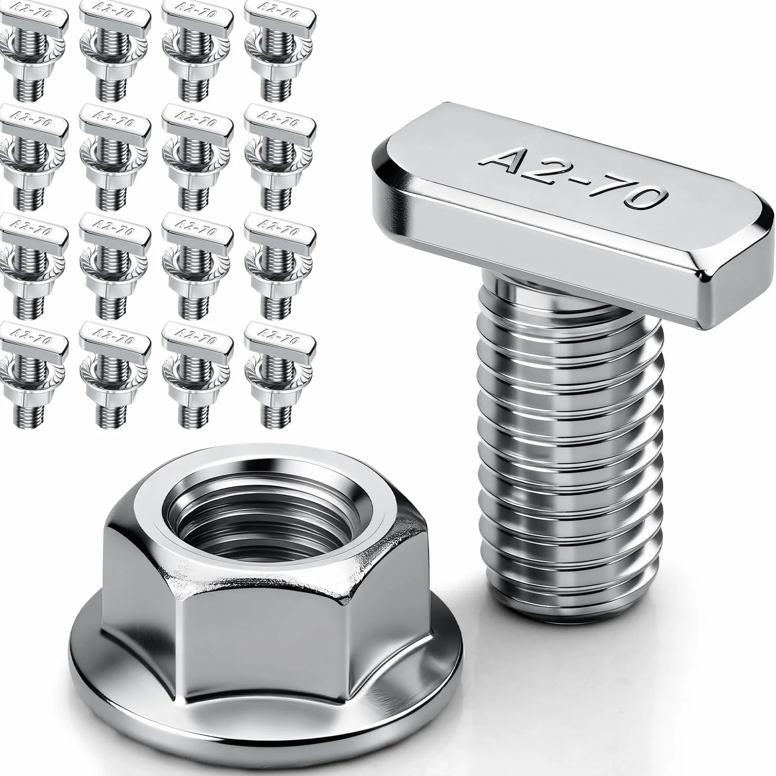 Viti a testa martello M8x20 acciaio inox per guide solari PV