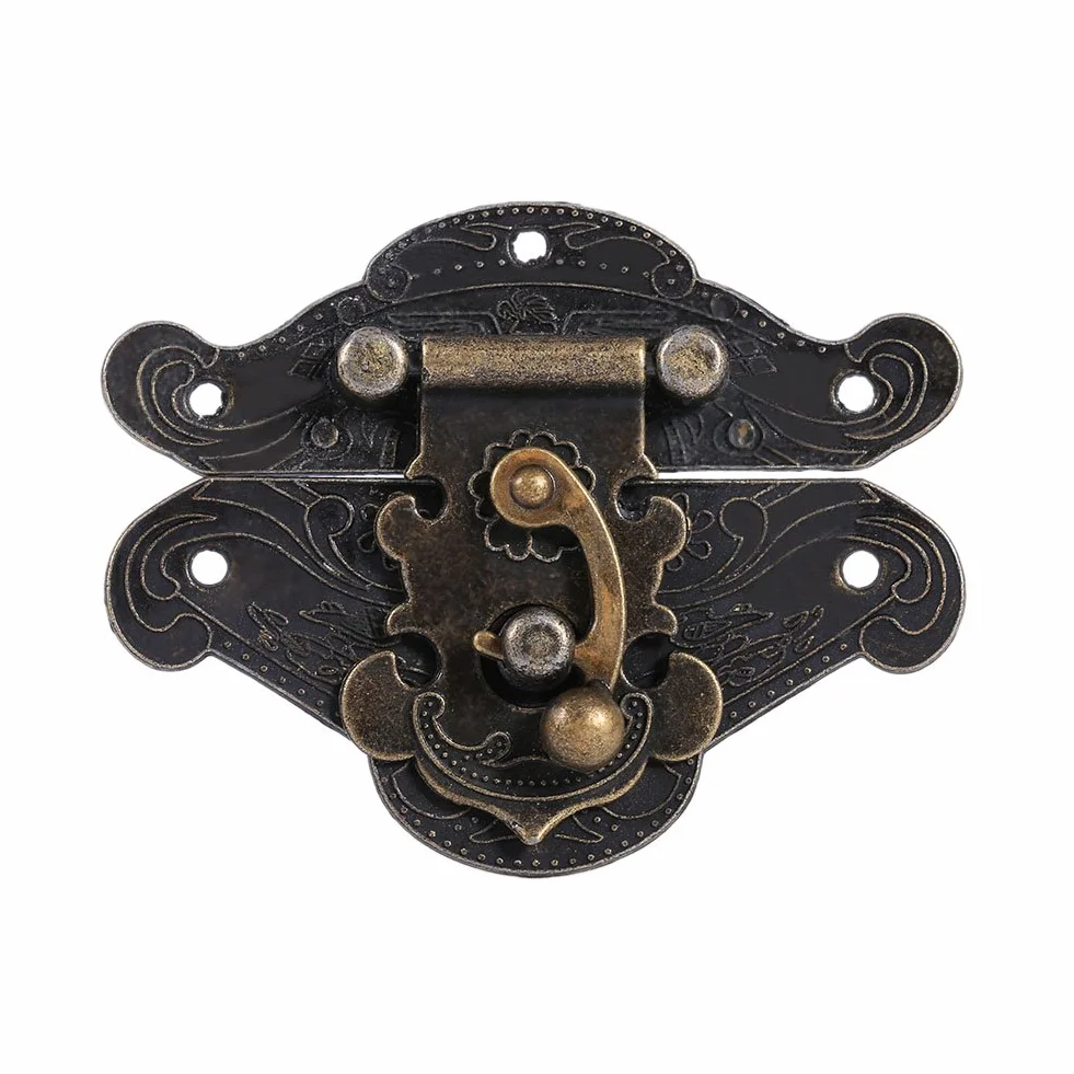 Serratura antica con chiusura a scatto fermaglio viti per contenitore gioielli legno 82x65mm