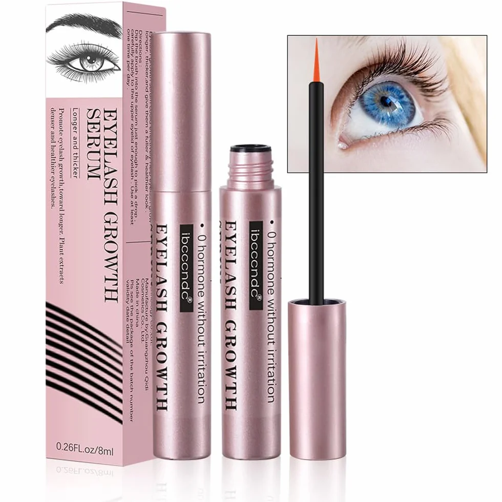 Siero per ciglia - Siero naturale per la crescita delle ciglia e sopracciglia più lunghe e spesse, vegano e cruelty-free - Niacinamide, estratto di foglie di centella asiatica (8 ml rosa)