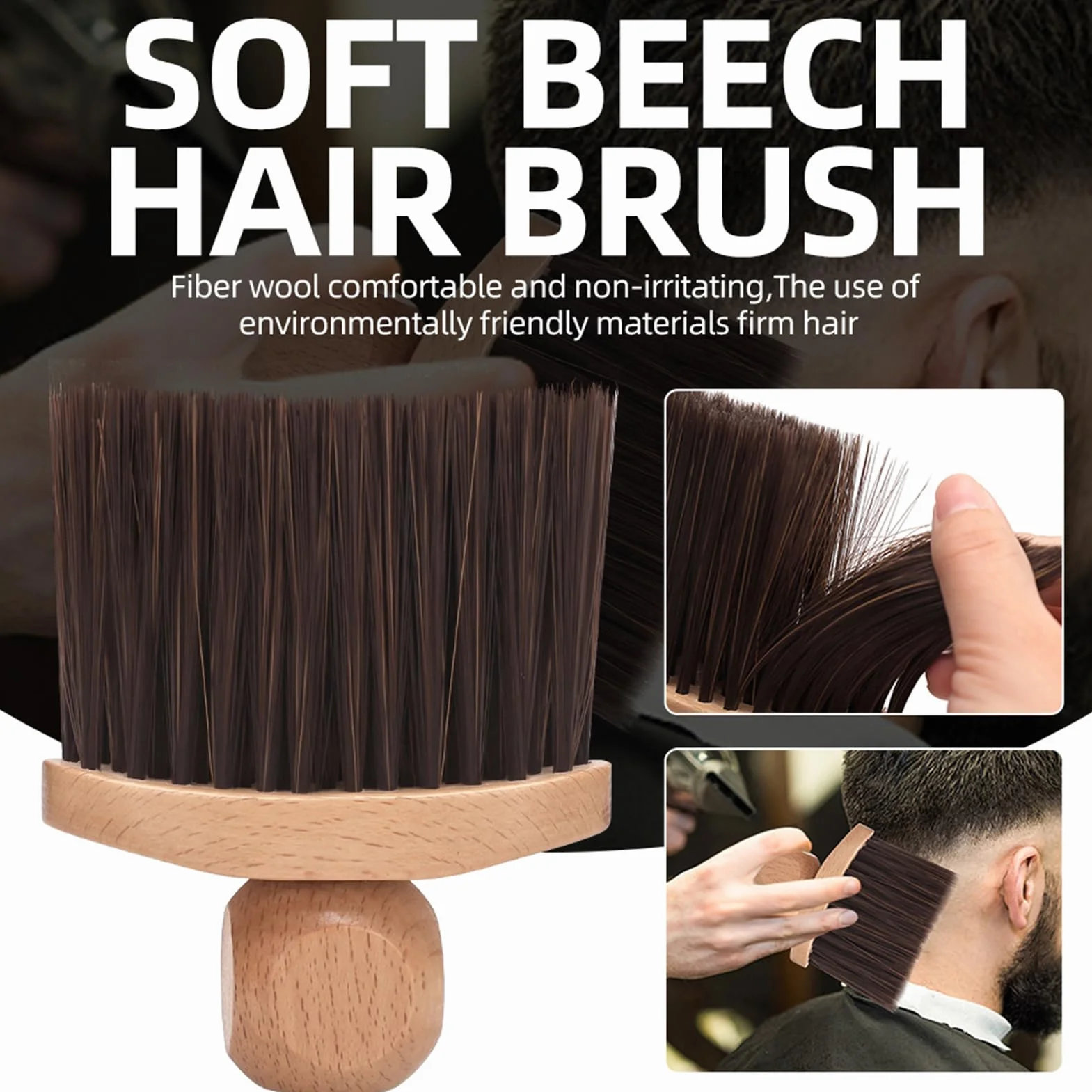 Spazzola per collo da, con setole morbide, spazzola per spolverare i capelli con manico in legno, per barbieri, saloni di bellezza, case residenziali, appartamenti, parrucchieri, uomini