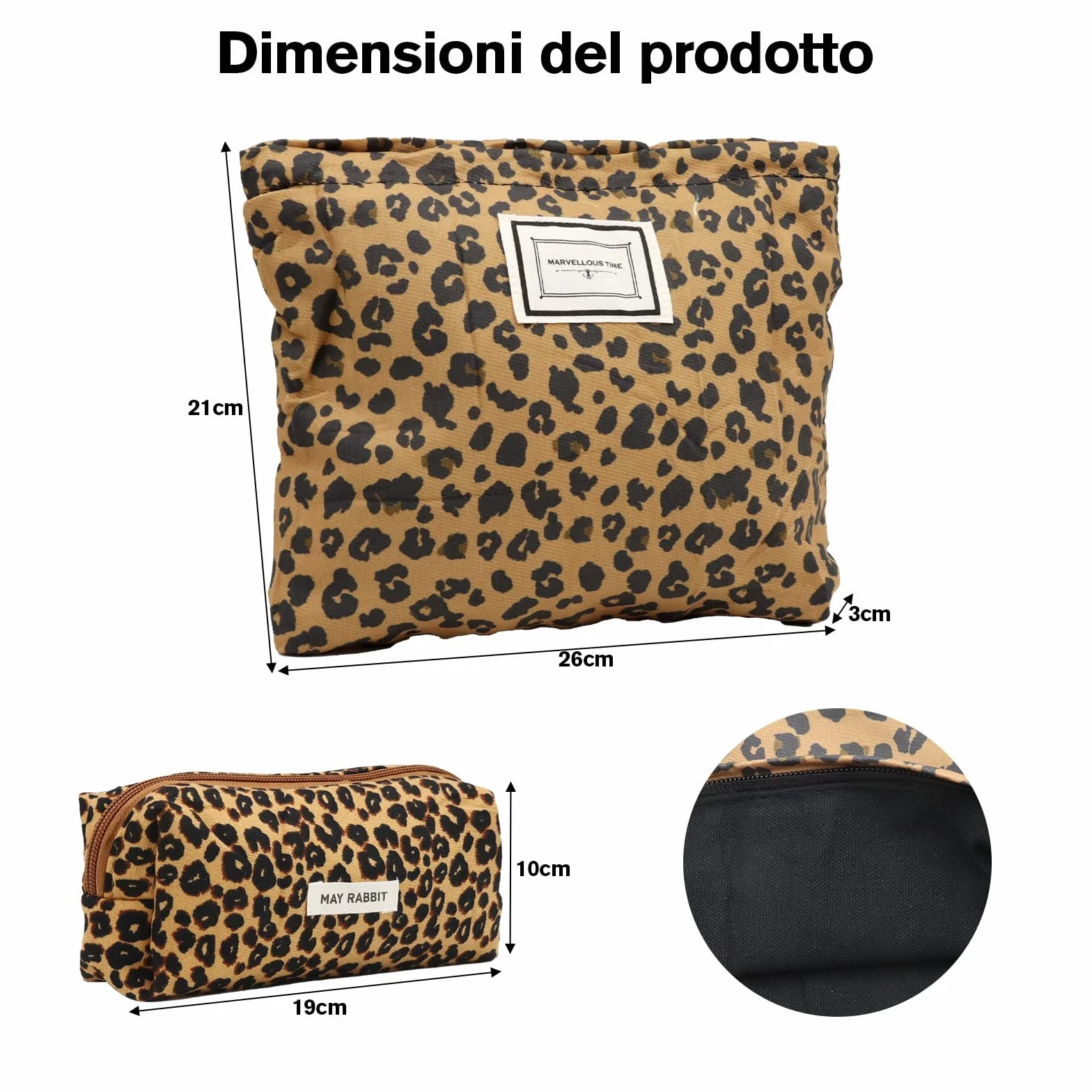 VEGCOO 2 Pezzi Borsa per Cosmetici per Donna, Stampa Leopardo Pochette con Cerniera Trousse Trucchi Organizer, Pochette Trucchi Viaggio per Regalo Compleanno Natale (Leopardo B)