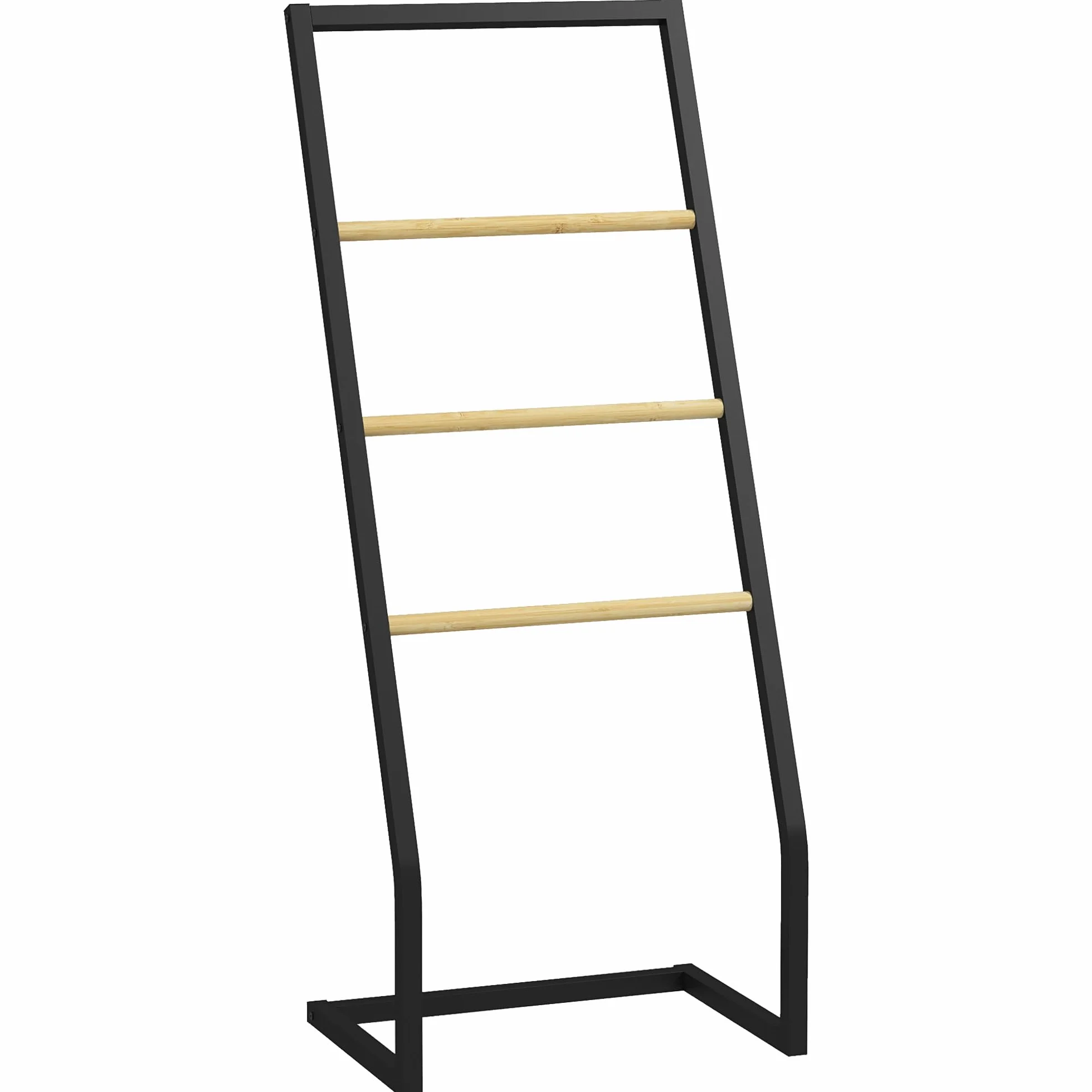 HOMCOM Portasciugamani a 4 Livelli in Acciaio e Bambù, 40.5x28x98 cm, Nero
