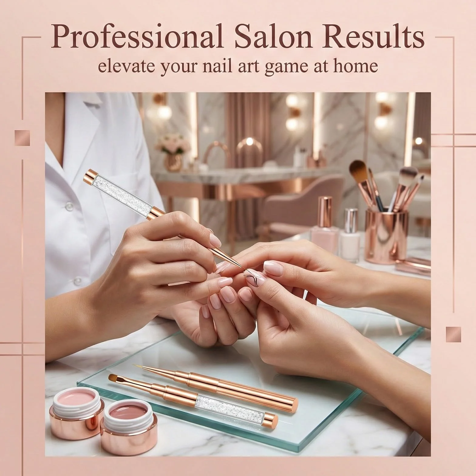 Pennelli Unghie,3 Pezzi Pennelli per Unghie,con Pennello Sottile, Accessori per Unghies con Manico Diamantato, per Smalto in Gel, Manicure da Salone, Fai da Te