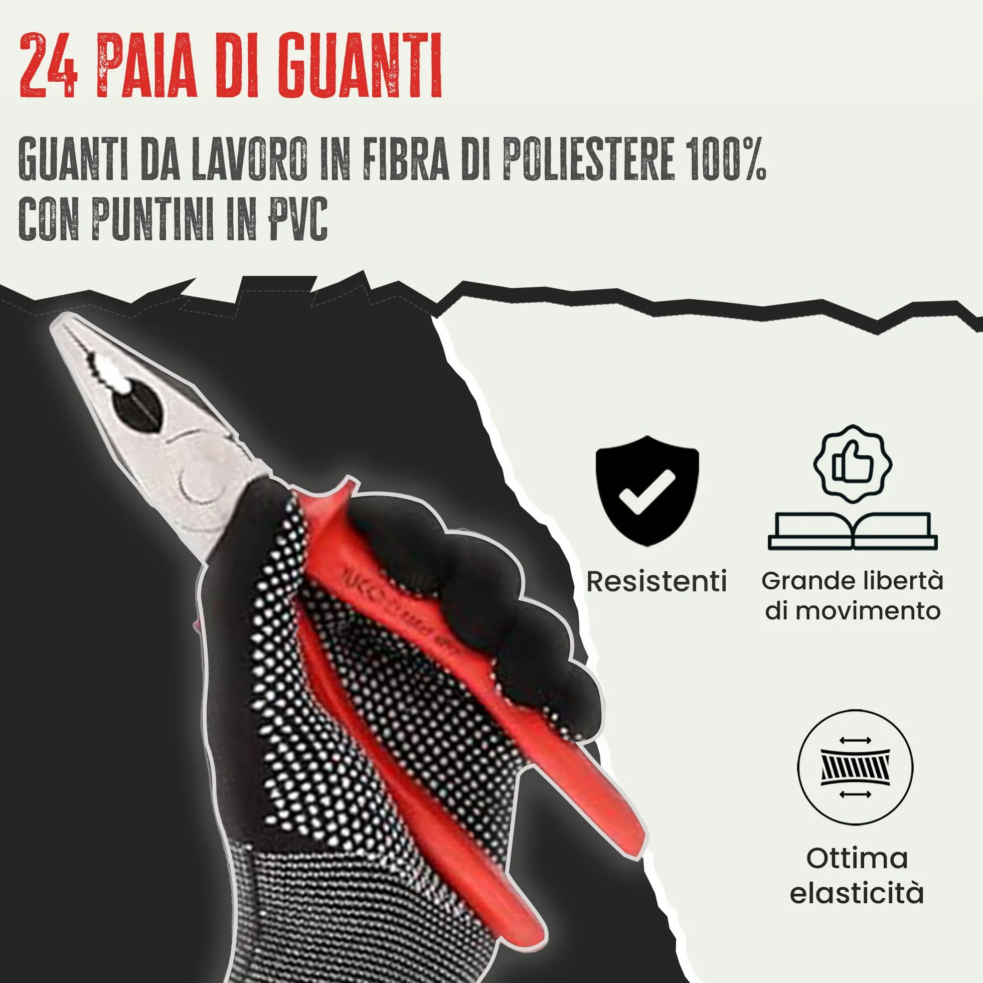 FUZZIO Guanti da lavoro con borchie 24 paia L/9 blu