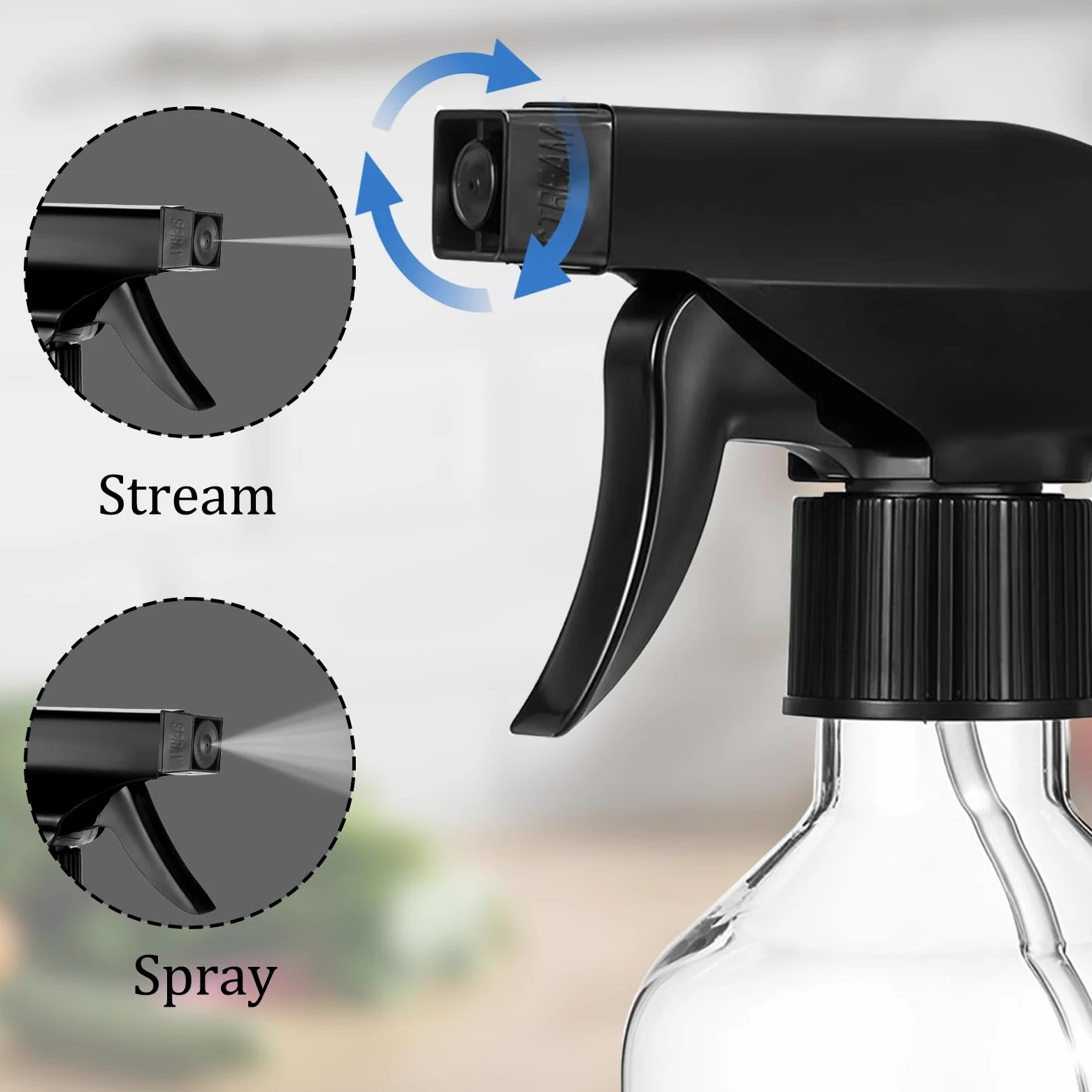 Gjinxi 10 bottigliette spray in plastica da 300 ml, vuote, trasparenti, ricaricabili, con ugello spray regolabile, per la pulizia di capelli, piante e animali domestici