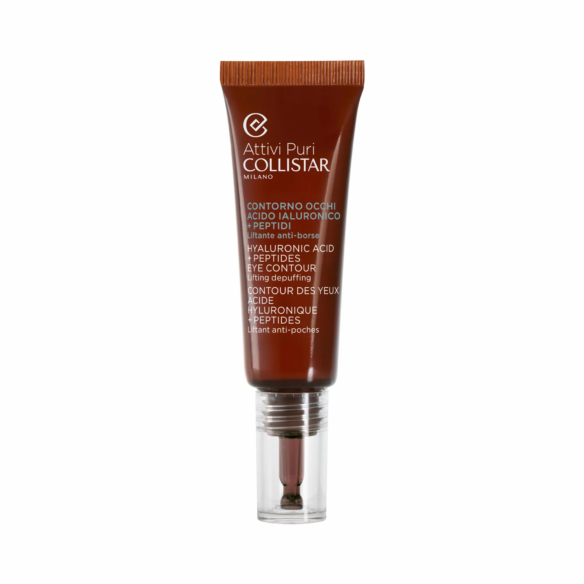 Collistar Attivi Puri Contorno Occhi Acido Ialuronico + Peptidi, Siero Gel Concentrato Contro Borse, Occhiaie, Segni di Stanchezza e Piccole Rughe, per Tutti i Tipi di Pelle, 15 ml