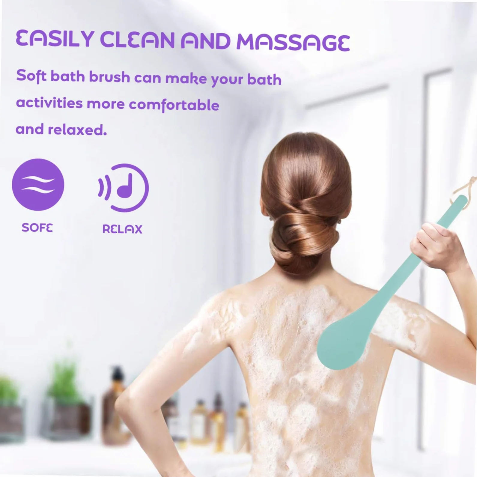 Healvian 2pezzi Spazzola Da Con Manico Lungo Verde Scrub Esfoliante Per Schiena Massaggio e Della Design Ergonomico e Durevole Per Tutti Tipi