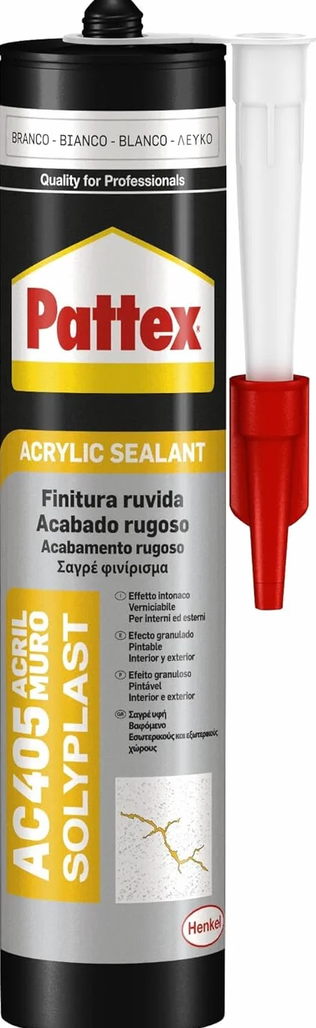 Pattex Sigillante Acrilico Muro AC 405 Bianco 300ml - Effetto Intonaco Finitura Ruvida per Facciate Giunti Fessure