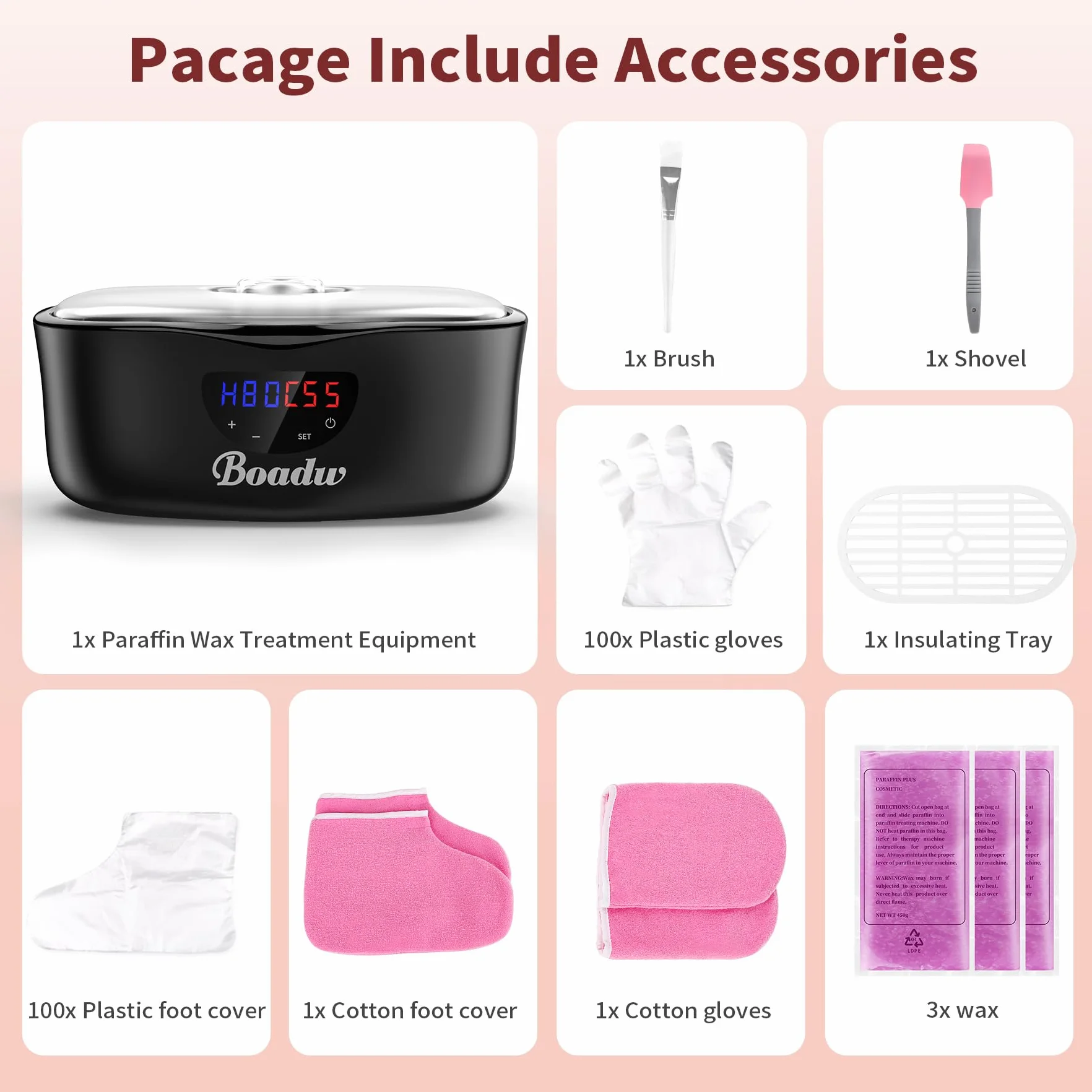 Bagno di paraffina per mani e piedi, 4000 ml di paraffina per bagno di paraffina secca e ruvida, con cera di paraffina da 900 g e accessori, ottimo regalo per spa nero