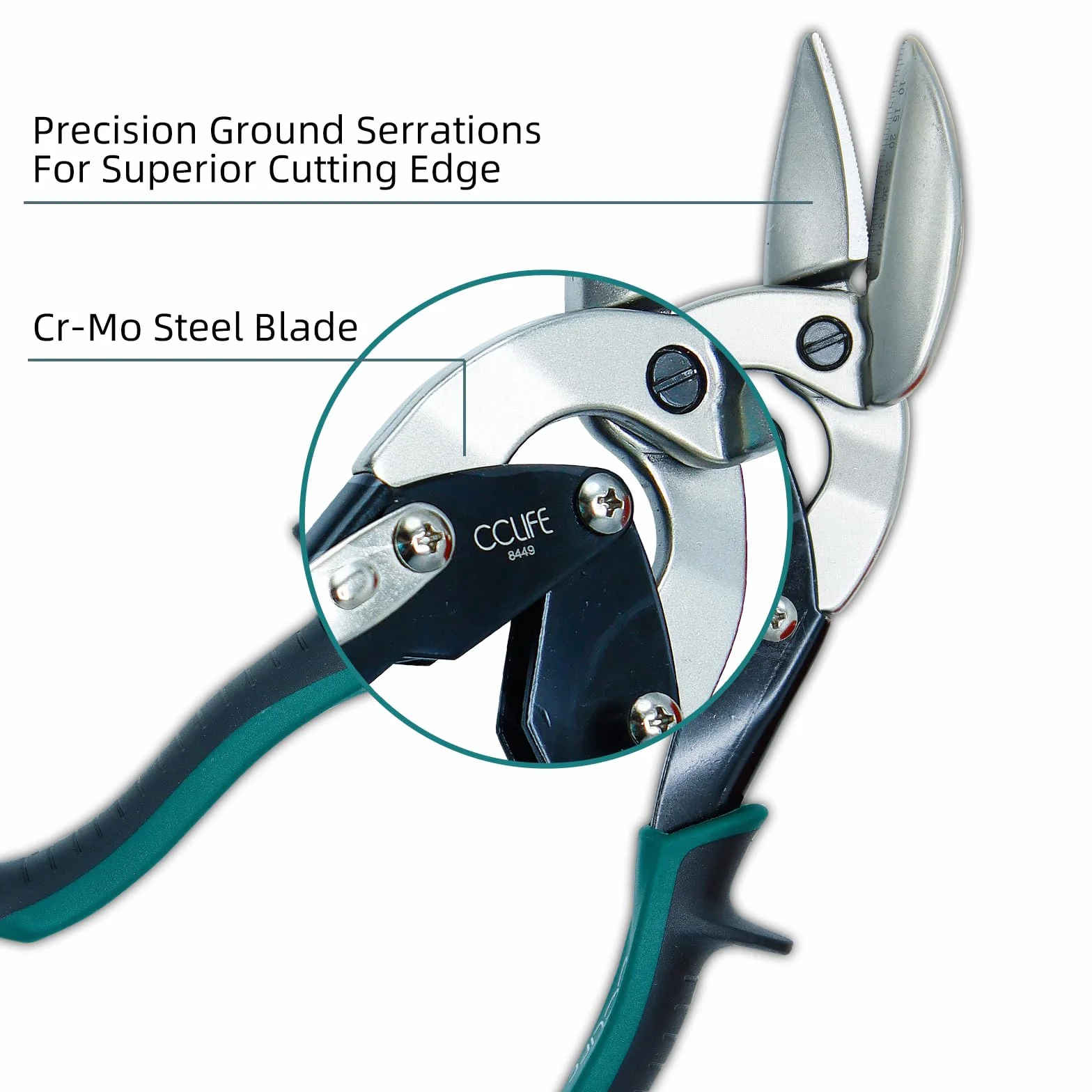 CCLIFE Cesoia per Lamiera CR-MO Aviation Snips Doppia Leva Taglio 45mm Spessore 2mm Extra-Robusto