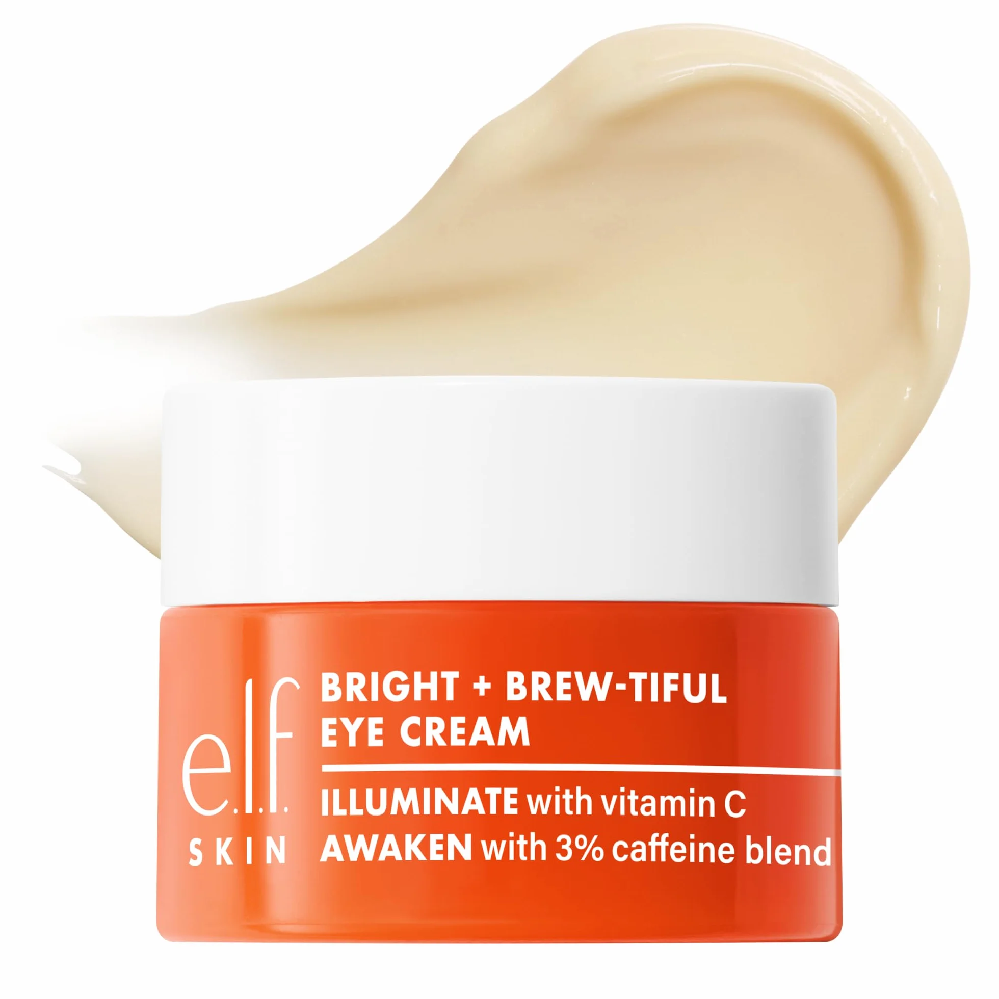 e.l.f. SKIN Bright + Brew-tiful Eye Cream Mini, aiuta a schiarire le occhiaie e a ridurre il gonfiore, prodotto vegano e non testato sugli animali