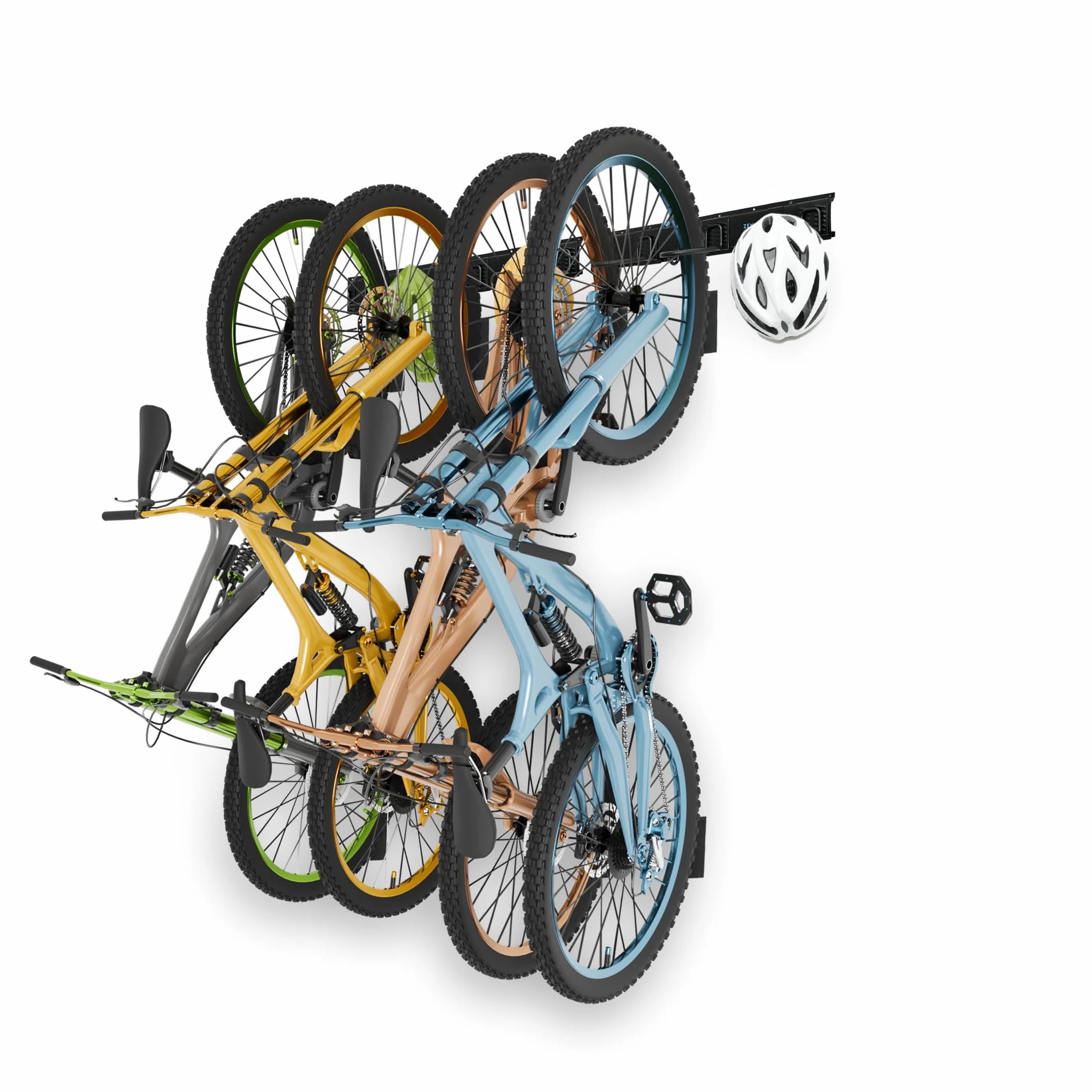Porta Bici da Muro per 4 Biciclette e 3 Caschi, Portabici in Metallo con Ganci Resistenti fino a 136 kg