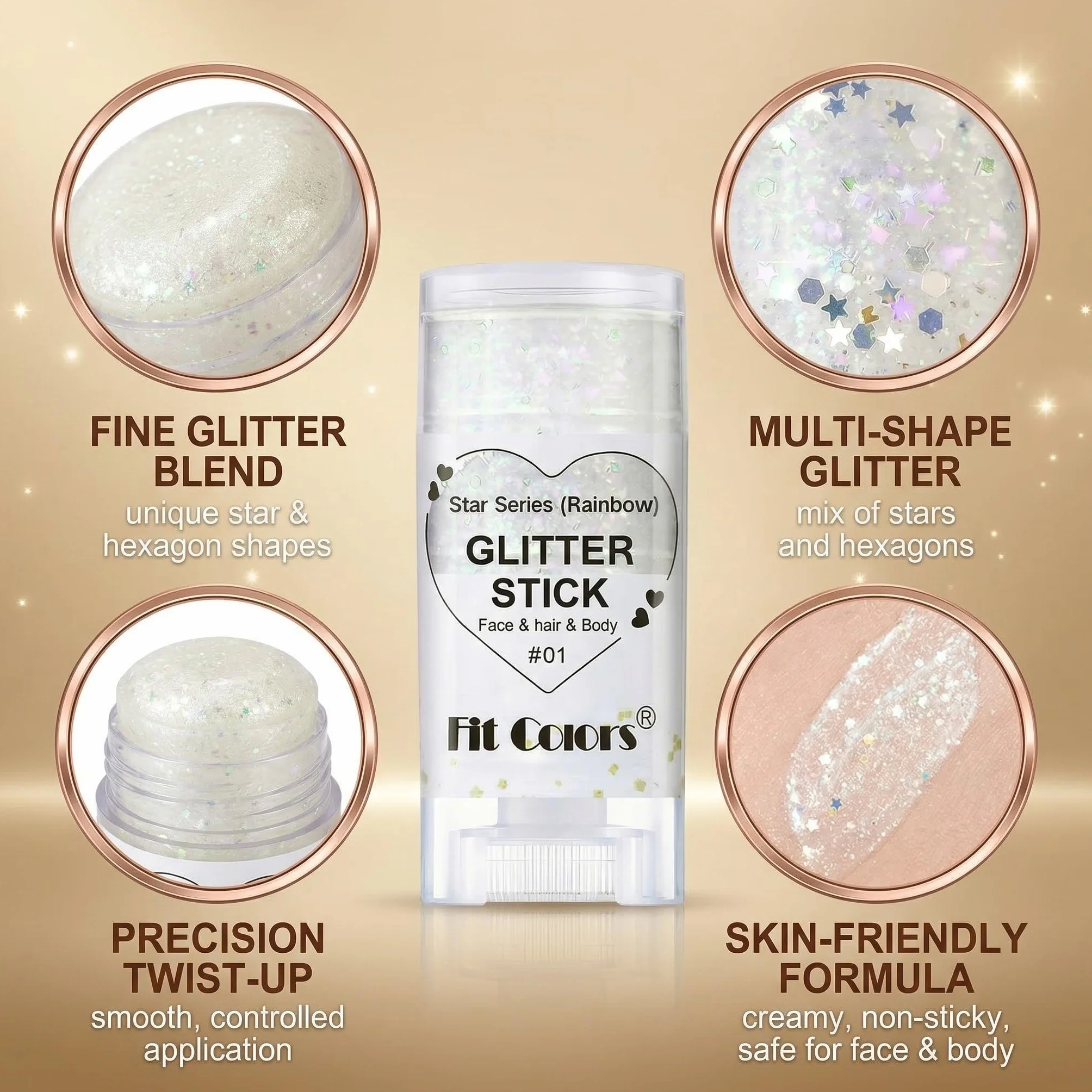 Glitter Stick Corpo e Viso Argento, Brillantini Viso Lunga Durata ad Alta Lucentezza, Gel Scintillante per Capelli e Pelle, Ideale per Festival, Rave, Party e Make-up Creativo