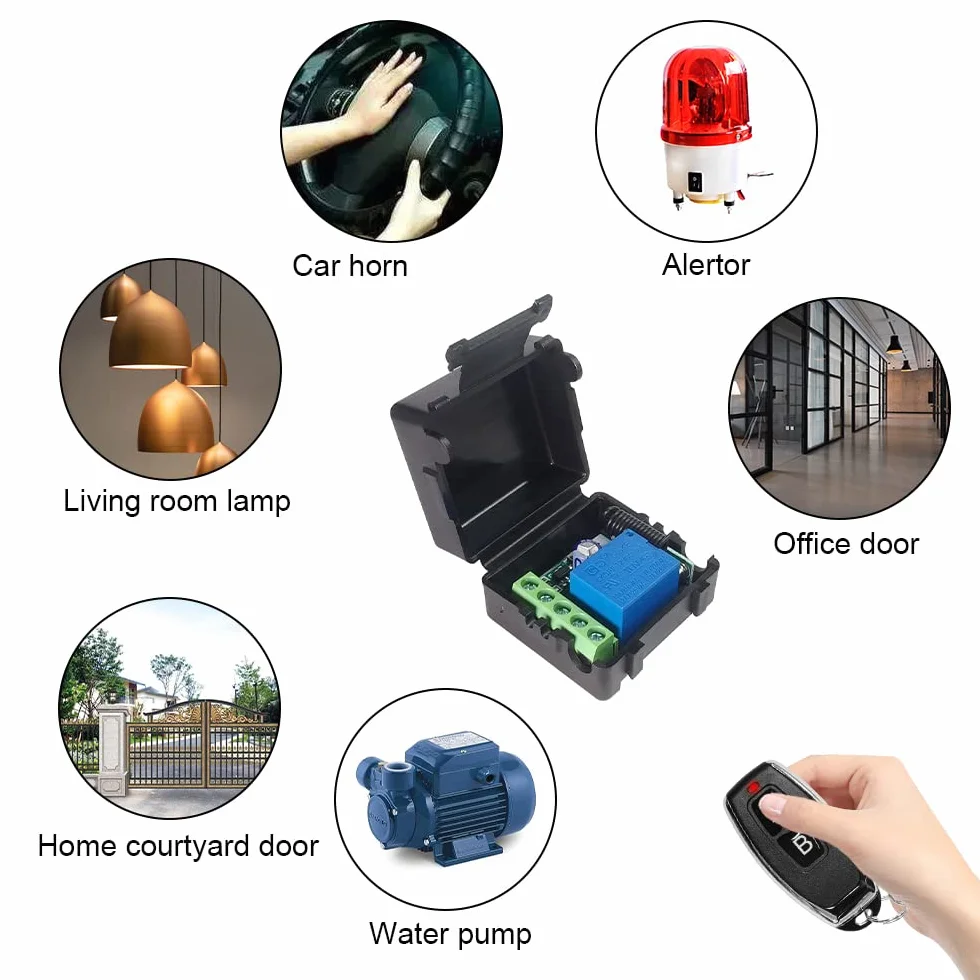 QIACHIP 433 MHz Interruttore di controllo remoto DC 12V 1 canale wireless Modulo ricevitore relè RF con 2 trasmettitori
