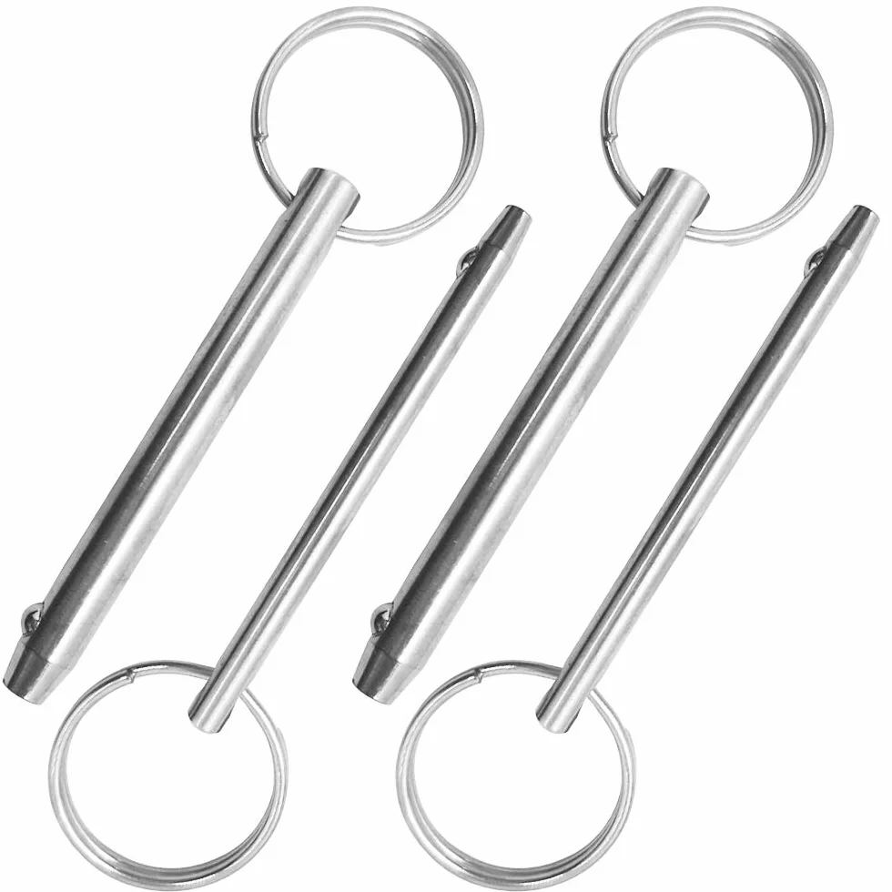 Set di 4 perni a sgancio rapido 8 mm 6,3 mm 76 mm acciaio inox 316 per barche bimini