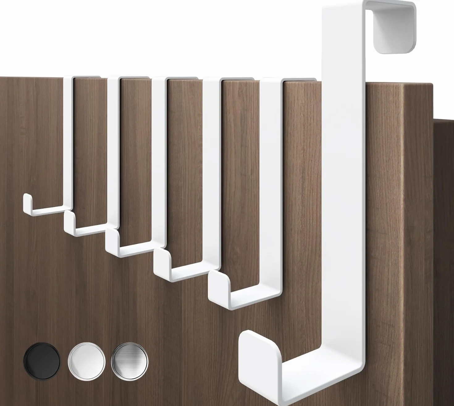 Appendiabiti da Porta Bianco 6 Ganci Acciaio Inox Attaccapanni Gancio Porta Elevata Capacità di Carico