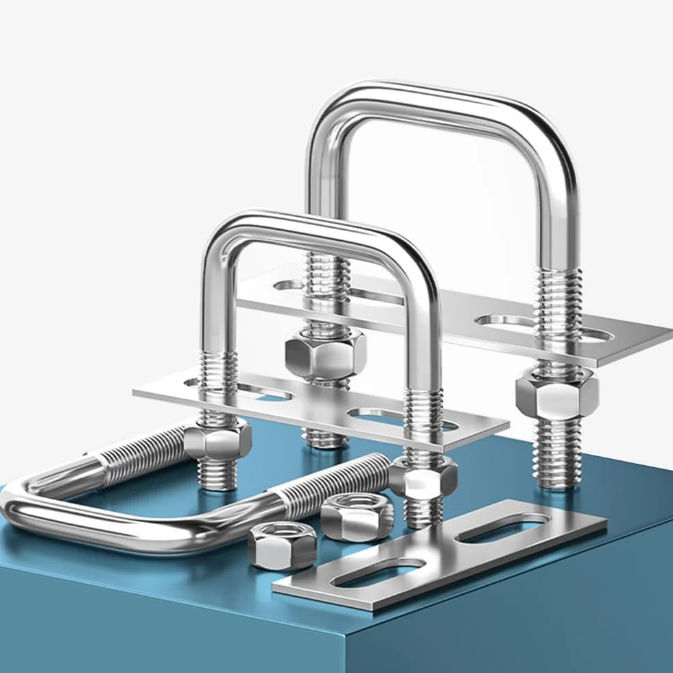 U Bolt M8 40x100mm In Acciaio Inox 4 Pezzi Bullone A U Quadrati Con Dado E Piastra Per Applicazioni Industriali