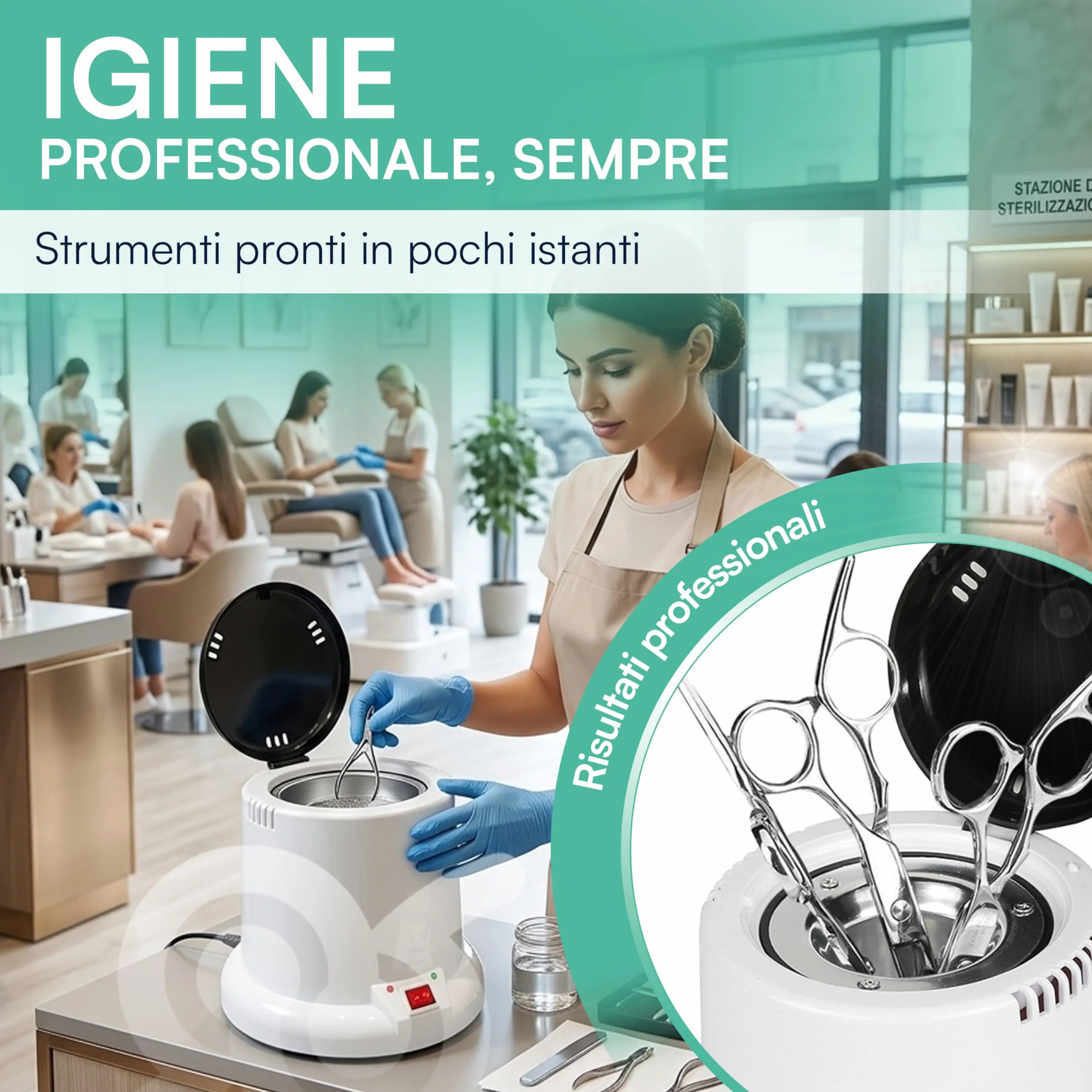 Tempo di Saldi Sterilizzatore Estetica Professionale al Quarzo per Attrezzi Unghie e Ferri - Autoclave a Secco a Caldo con Sfere Incluse, Riscaldamento Rapido 100W per Estetista e Parrucchiere
