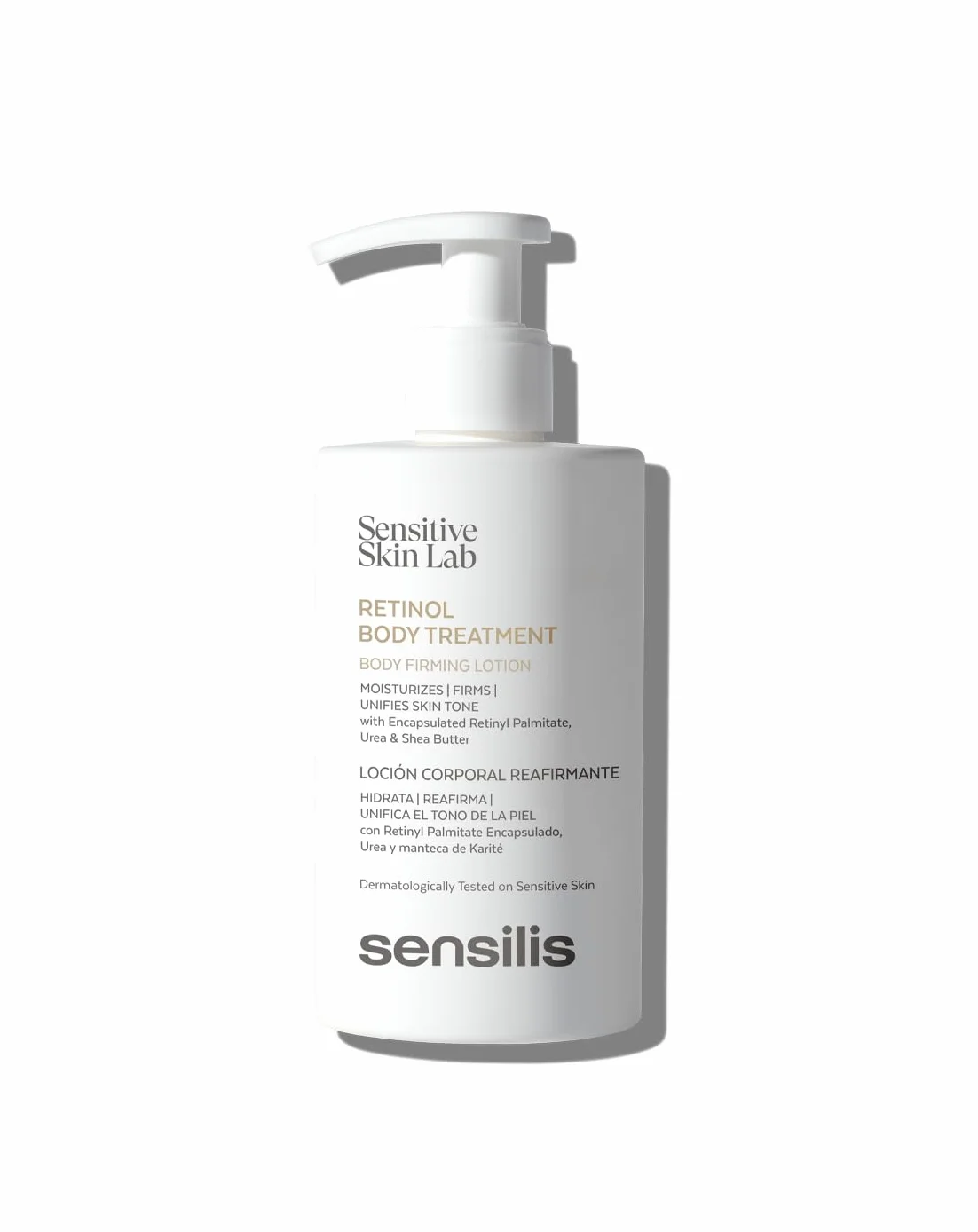 Sensilis Retinol Body Treatment - Lozione per il corpo rassodante e idratante, unifica il tono, con retinolo, per pelli sensibili - 200 ml